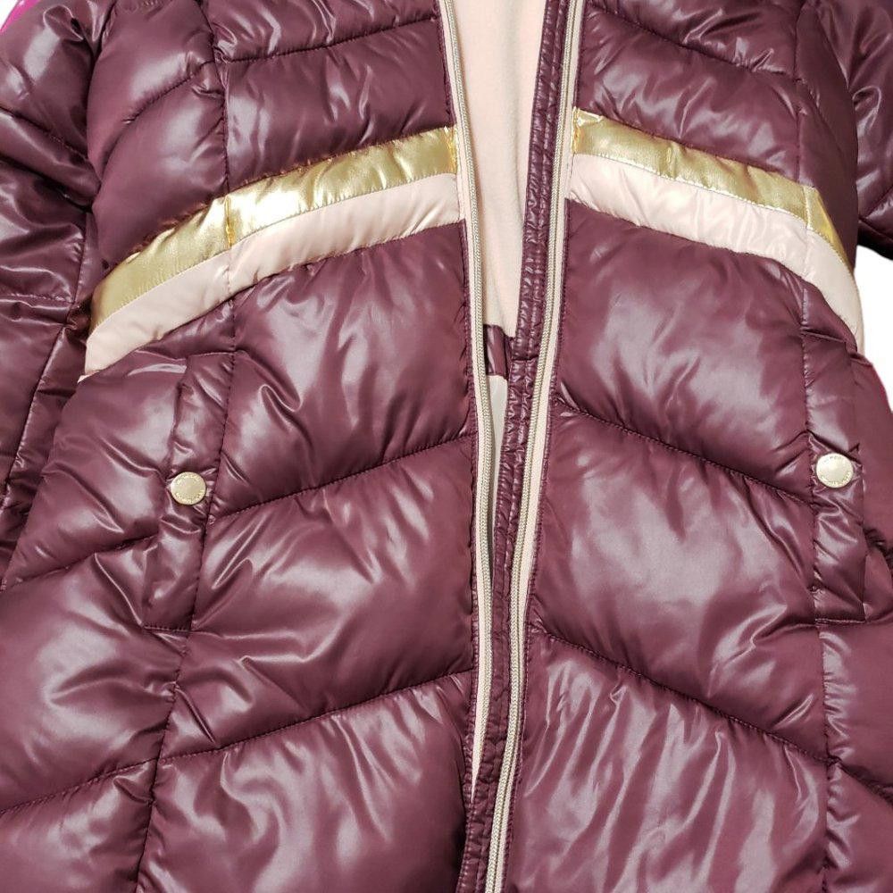 Michael Kors CT815 Michael Kors Ladies Burgundy Gold Hooded Puffer Jacket Size XL / US 12-14 / IT 48-50 - 9 Thumbnail