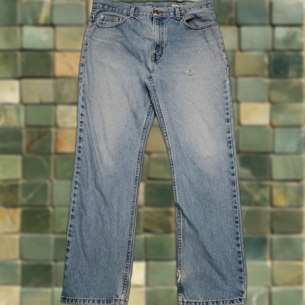 George George Jeans Mens 35x32 35x30 Blue Denim Distressed Faded Cotton Work Pants Size US 35 - 1 Thumbnail