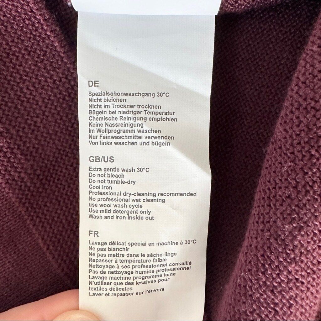 Other Olsen Long Sleeve Mock Neck Full Zip Ribbed Sweater Maroon Size S / US 4 / IT 40 - 13 Thumbnail