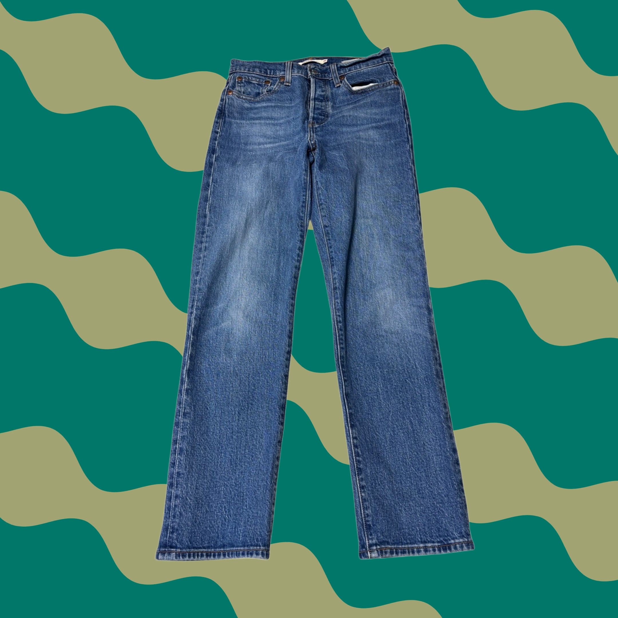 Levi's Levi's Premium Wedgie Straight Jeans Womens 26X28 Blue Wash Denim High Rise Button Fly Stretch 5-Pocket Vintage? No Size 26" / US 2 / IT 38 - 1 Thumbnail