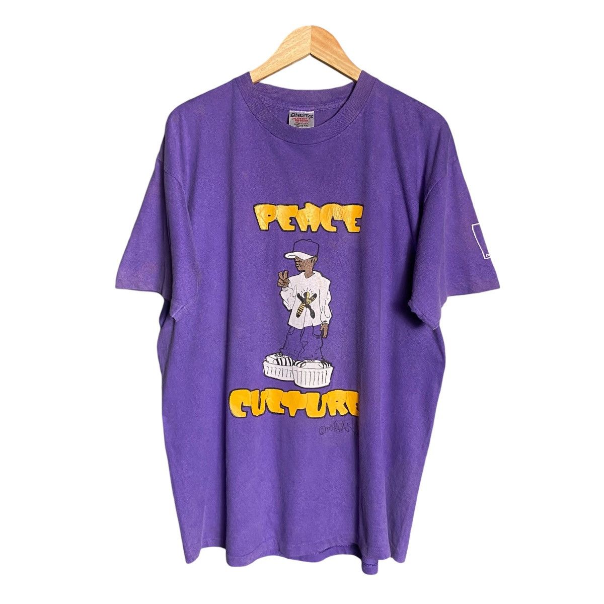 Vintage Vintage 90s Peace Culture Hiphop Graphic T-Shirt Size US XL / EU 56 / 4 - 1 Thumbnail