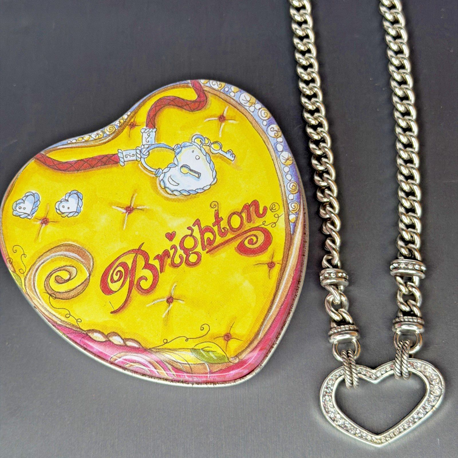 Brighton Brighton Silver Tone Chunky Chain Pave Open Heart Necklace Size ONE SIZE - 1 Thumbnail
