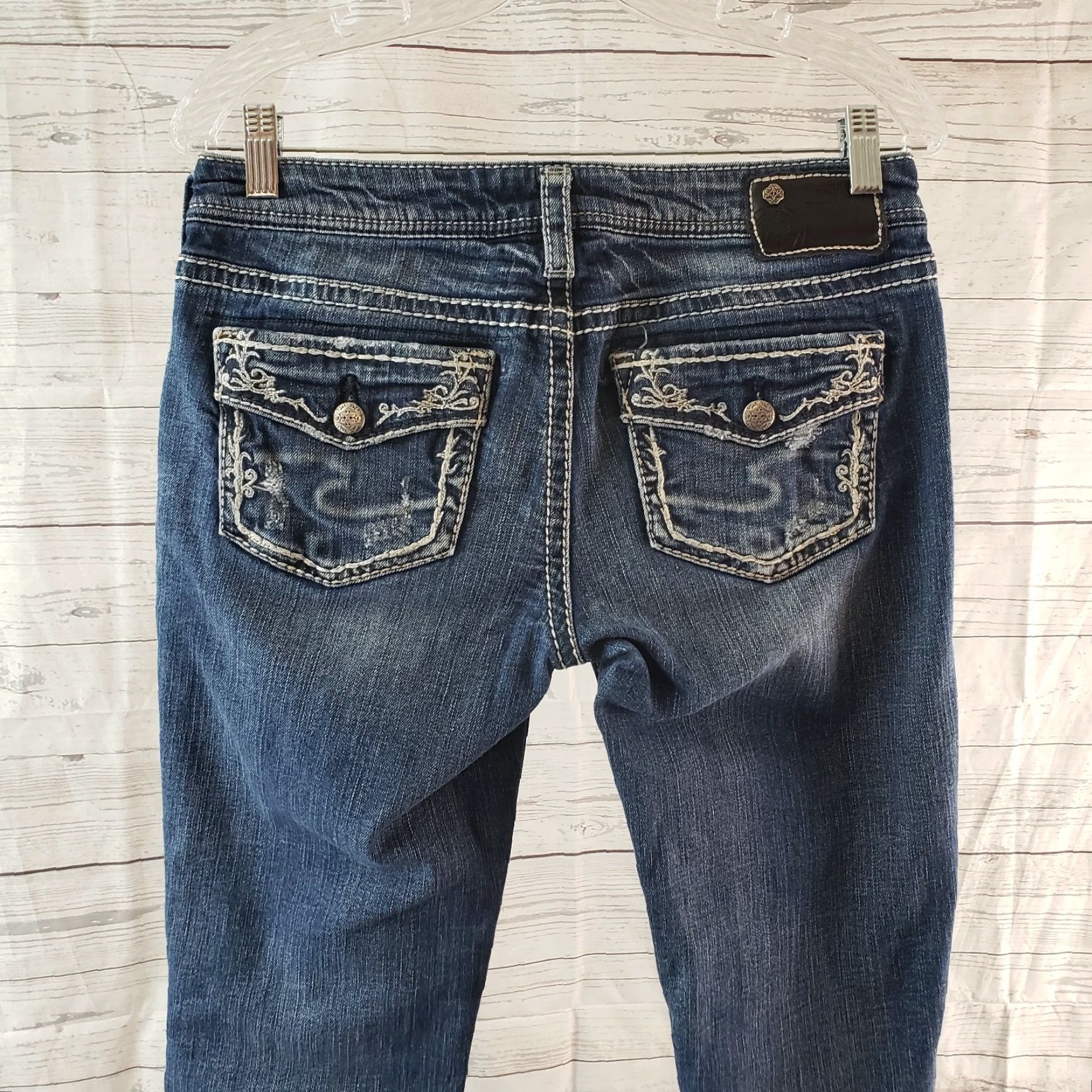Silver Jeans Co. Silver Jeans Capri Jeans Womens 29 Blue Distressed Mid Aiko Capri Denim Cotton Blend Jeans Womens Girls Mens Size 29" - 4 Thumbnail