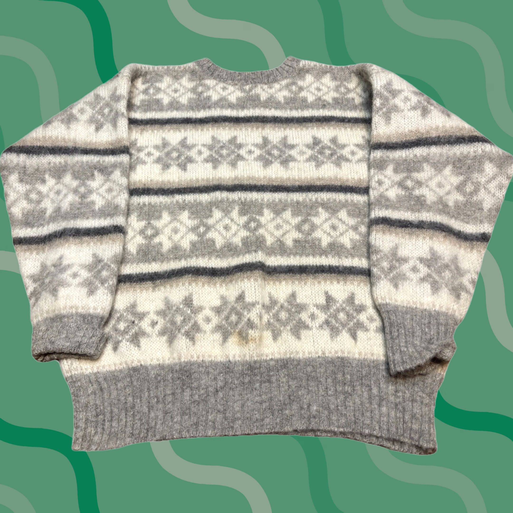 Vintage VINTAGE HILDA LTD. Sweater Grey Striped Wool Large Size L / US 10 / IT 46 - 1 Thumbnail