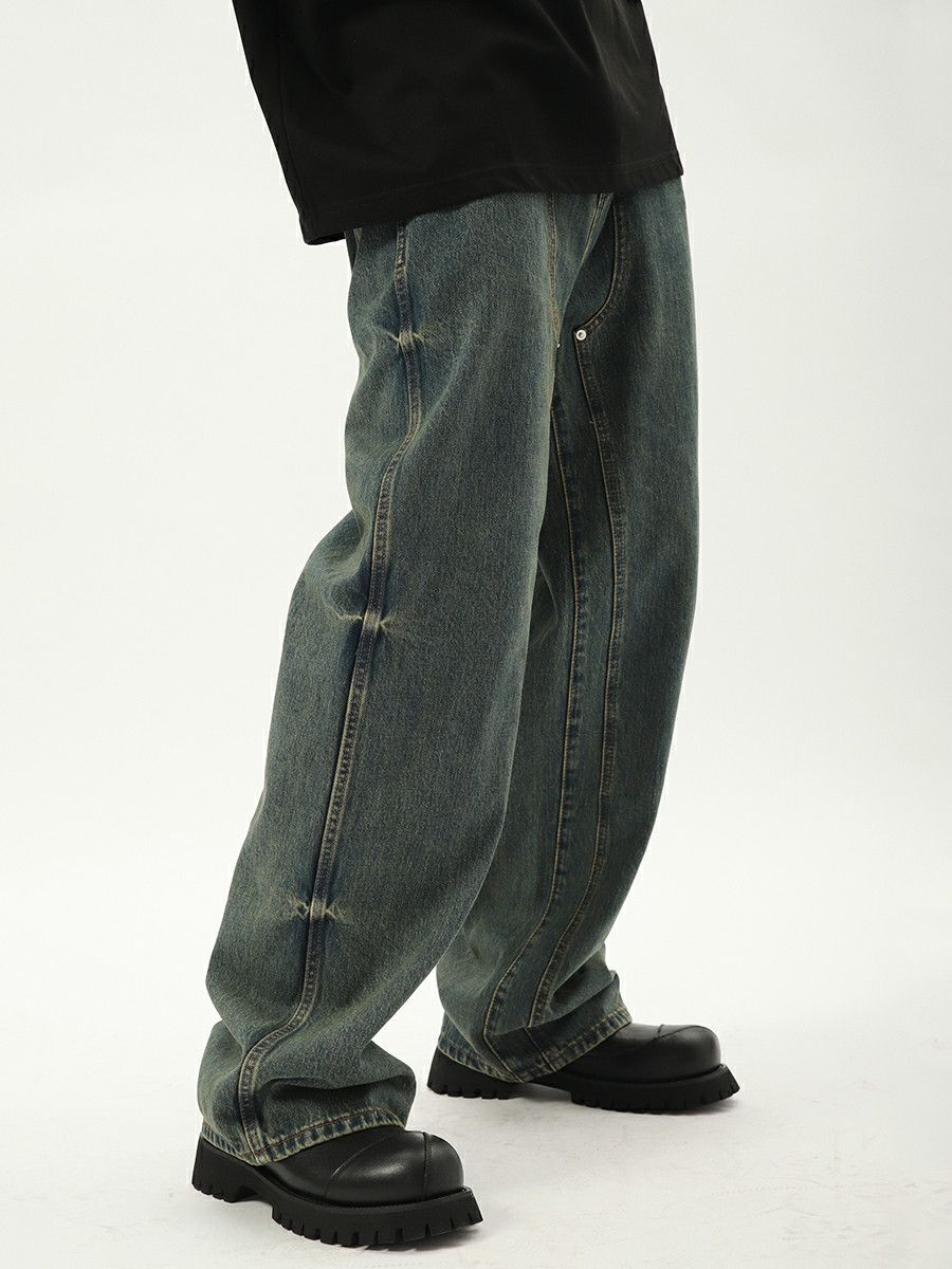 washed faded utility baggy cargo jeans