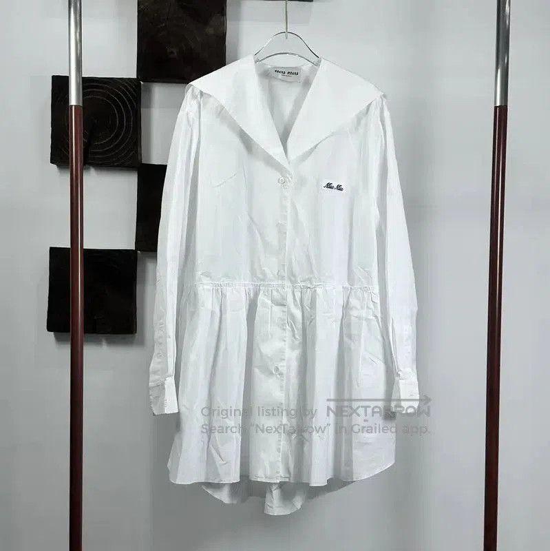 Miu Miu White Cotton Blend Dress .
