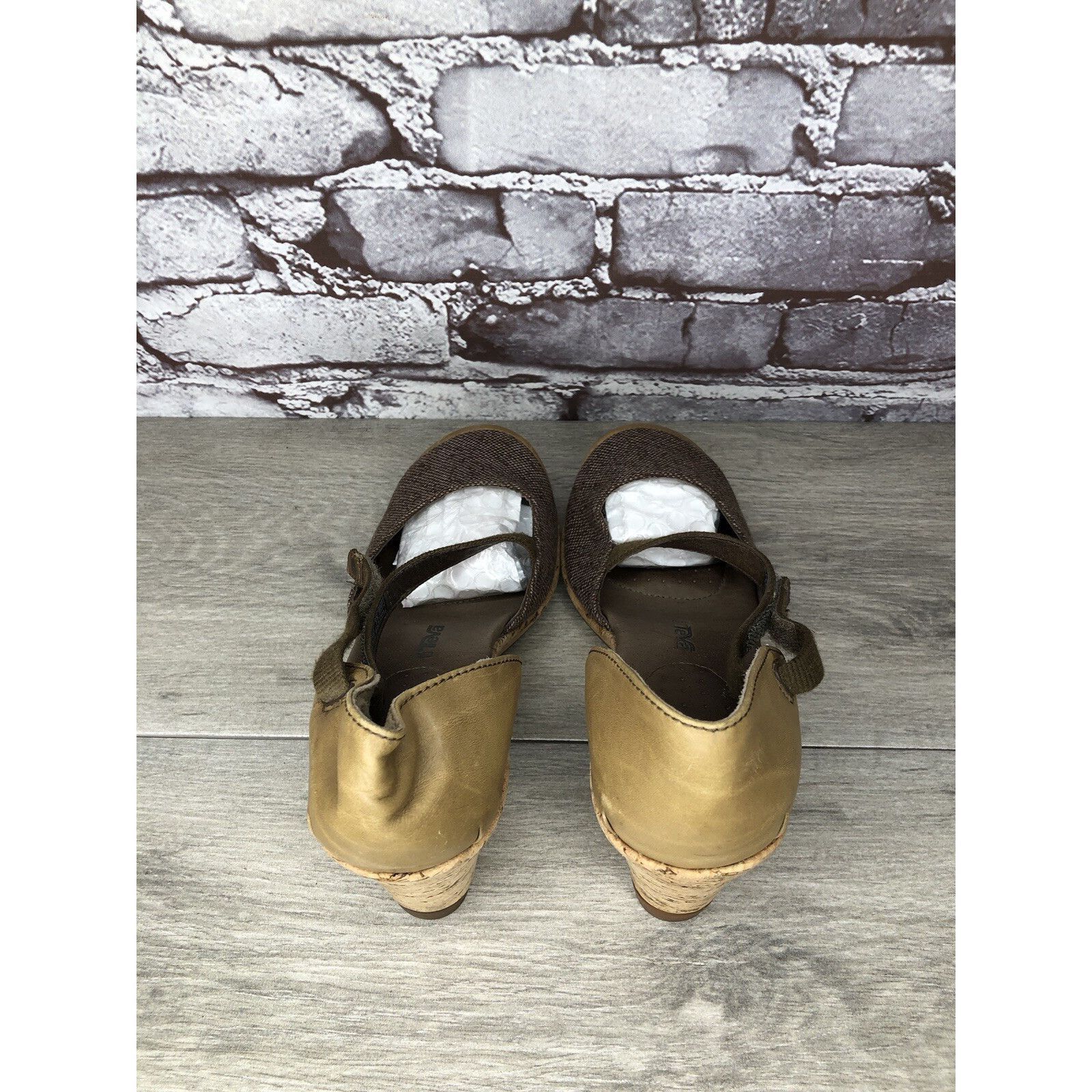 Teva Teva Riviera Grey Brown Mary Jane Cork Wedge Shoes Women 7.5 Size US 7.5 / IT 37.5 - 5 Thumbnail