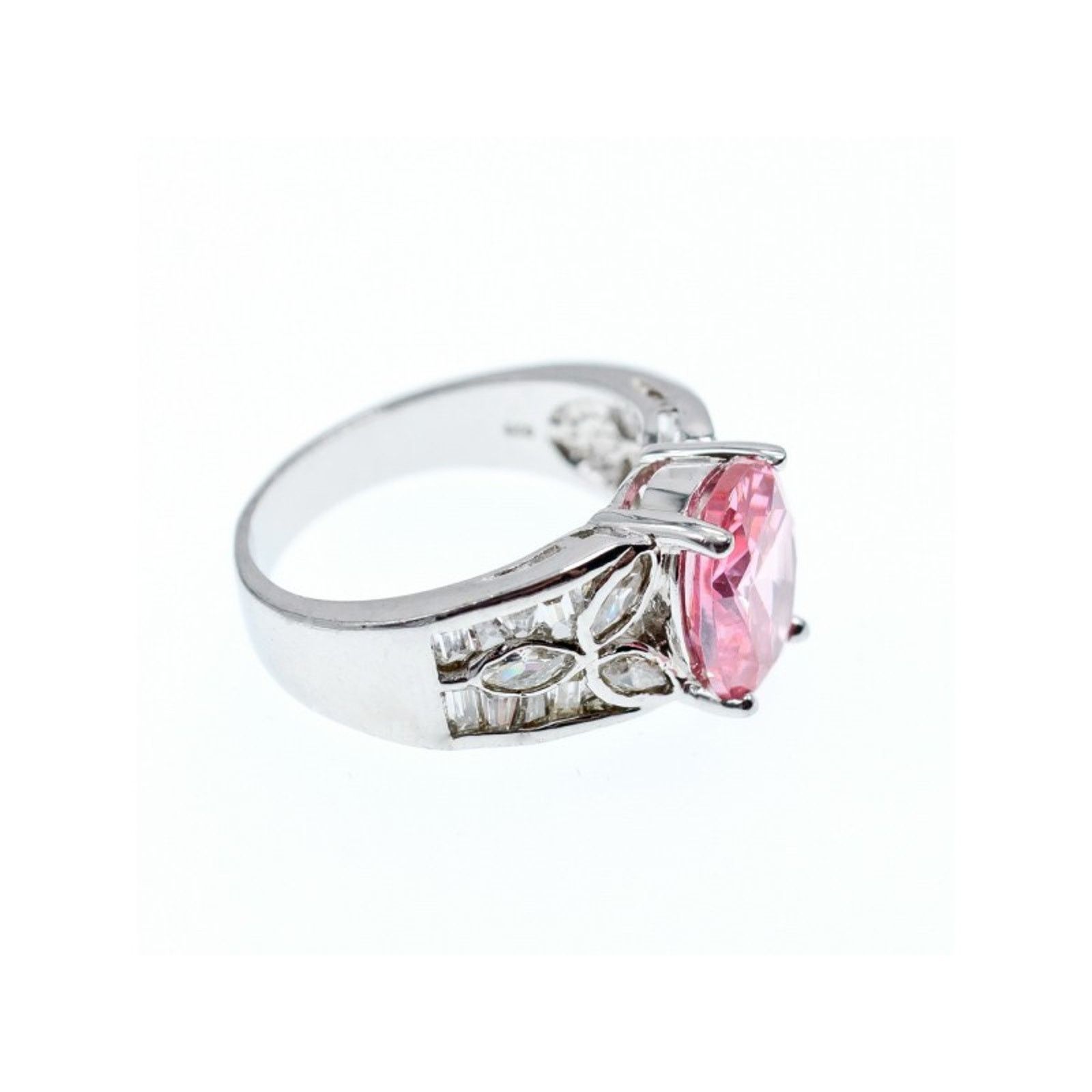 Jewelry 925 STERLING SILVER PINK & WHITE CZ RING SIZE 8 Size ONE SIZE - 3 Thumbnail