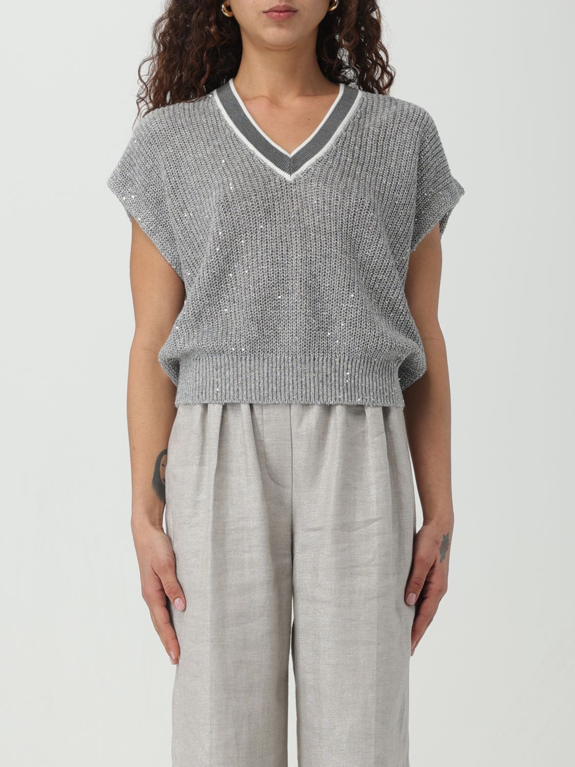 image of Brunello Cucinelli Sweater Woman Grey, Women's (Size Small)
