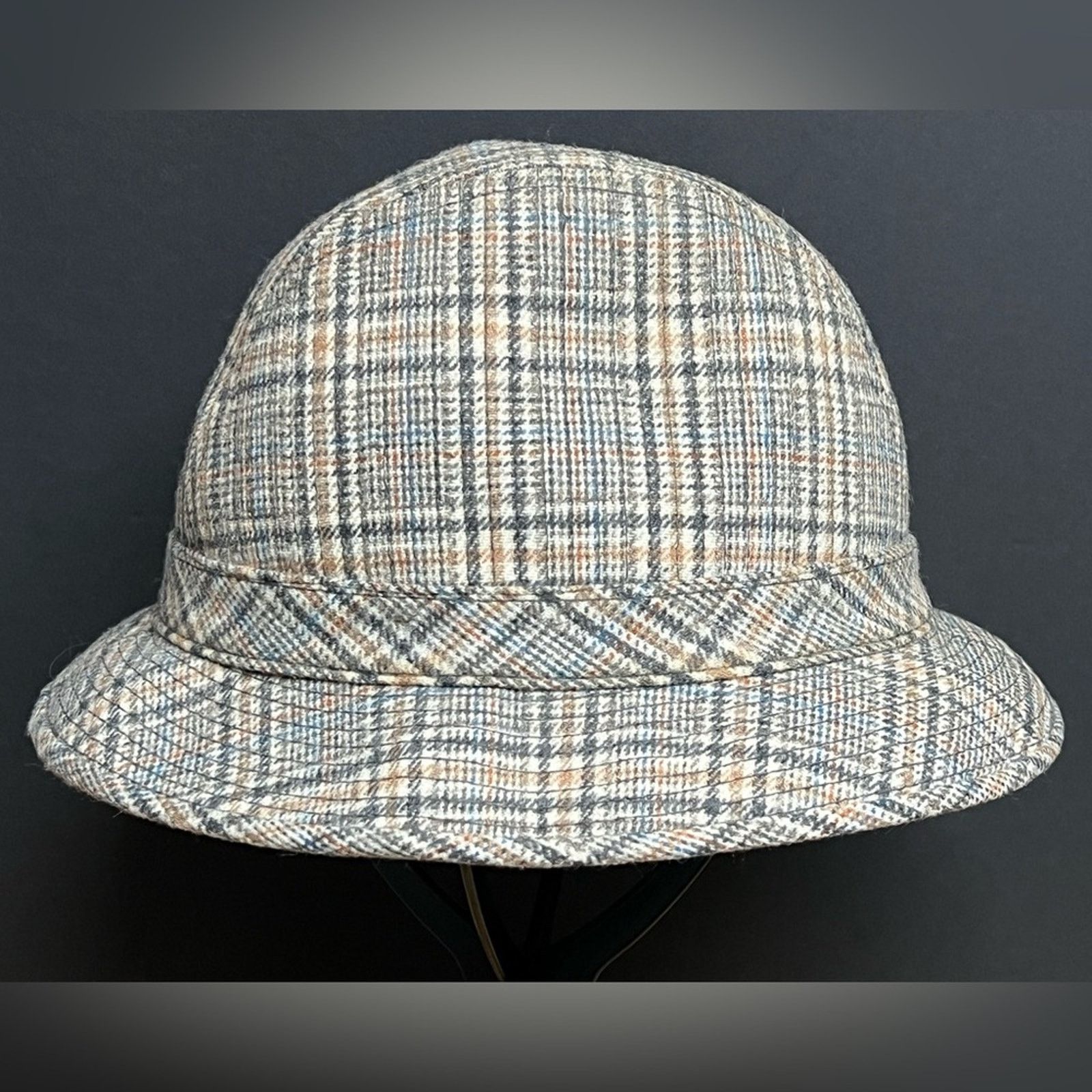 Pendleton 60s 70s Pendleton Houndstooth Plaid Fedora Hat 7 1/8 USA Size ONE SIZE - 2 Thumbnail