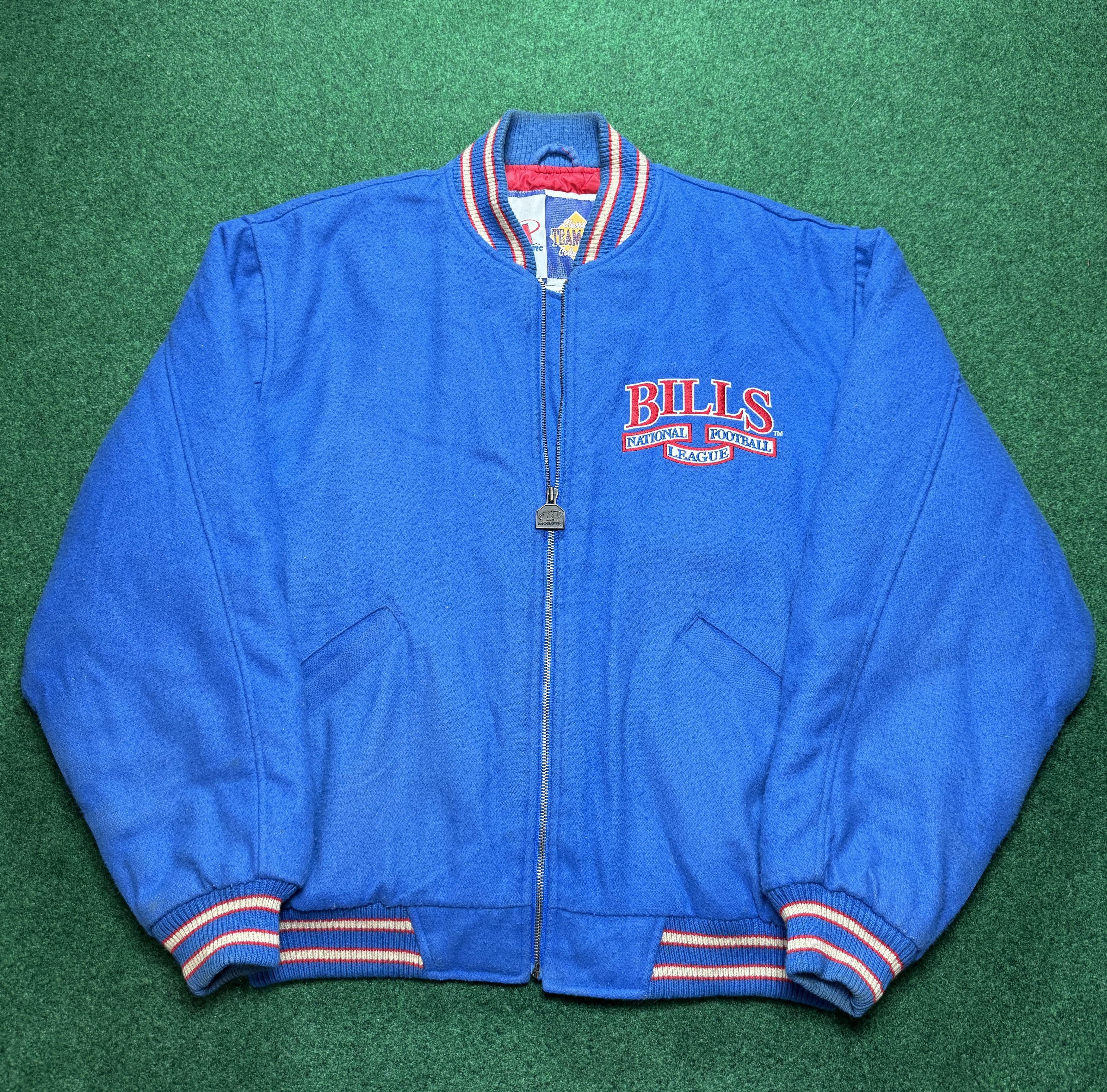 Image of Logo Athletic x Vintage 90's Buffalo Bills Men’S XL Full Zip Varsity Jacket in Blue, Men's