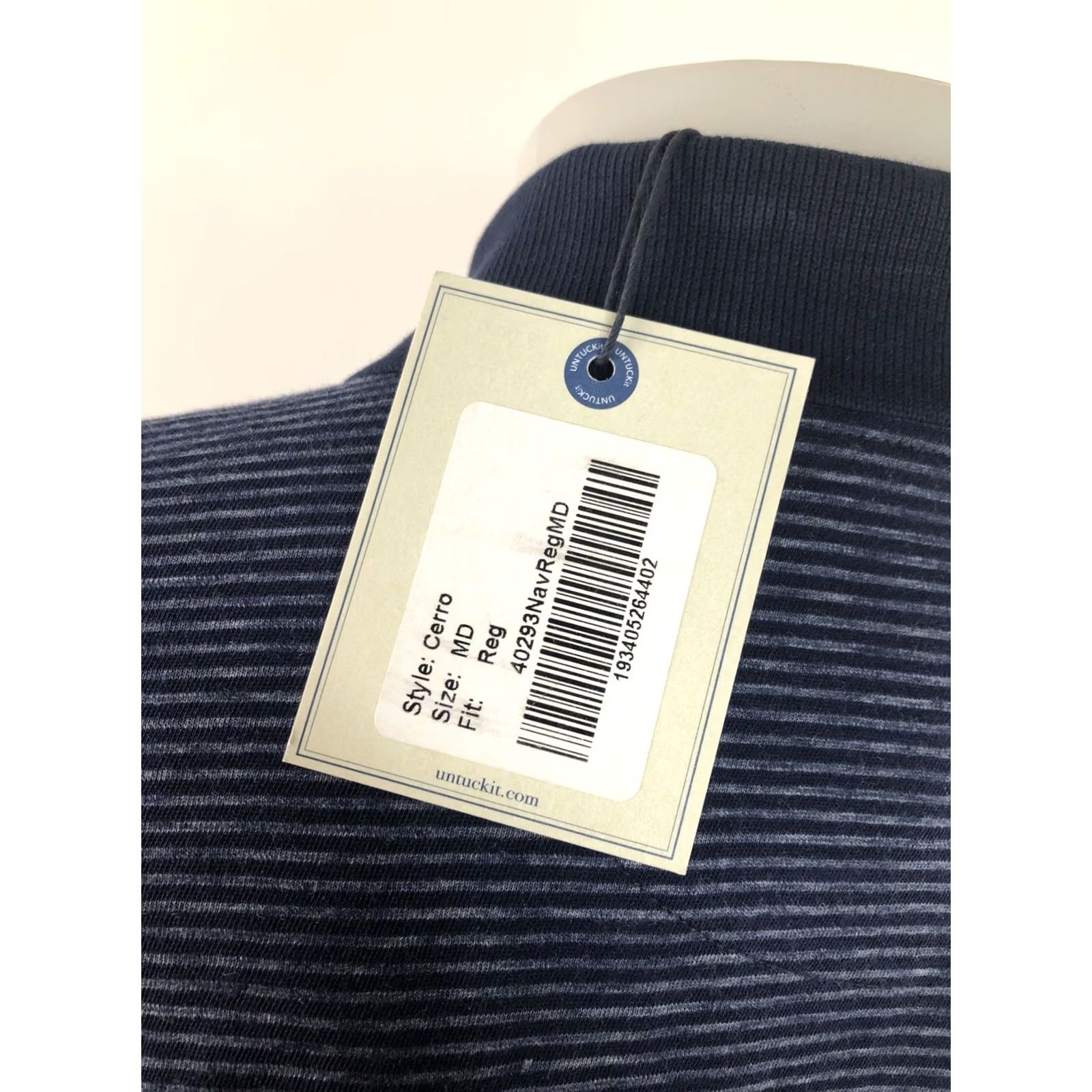 UNTUCKit UNTUCKit Polo Shirt Striped Long Sleeve Md. Navy Blue / Gray Men Shirt Tag New with Tags Size US M / EU 48-50 / 2 - 5 Thumbnail
