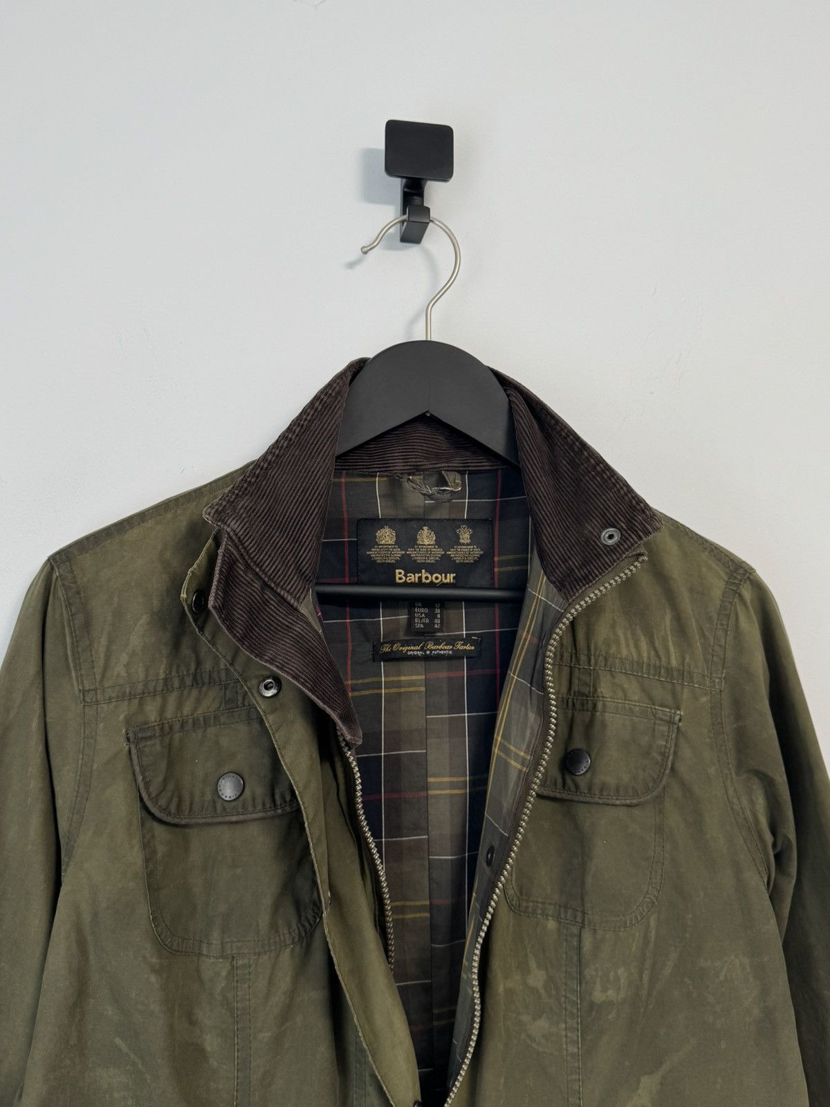 Barbour Women’s Barbour L1091 Utility Waxed Olive Jacket Wax Coat Size M / US 6-8 / IT 42-44 - 11 Thumbnail