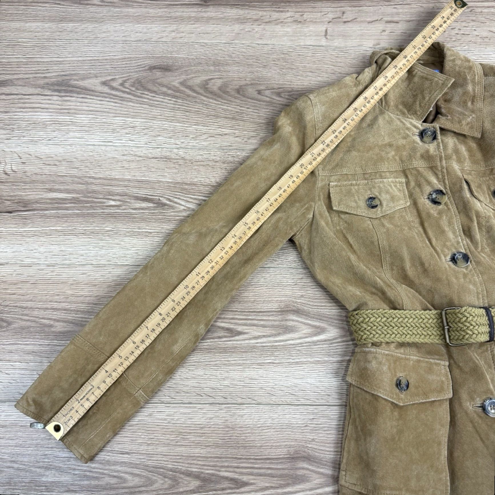 Vintage VINTAGE Ideal by Carson Kressly Brown Suede Button Up Jacket Belted Coat M Women Size M / US 6-8 / IT 42-44 - 7 Thumbnail