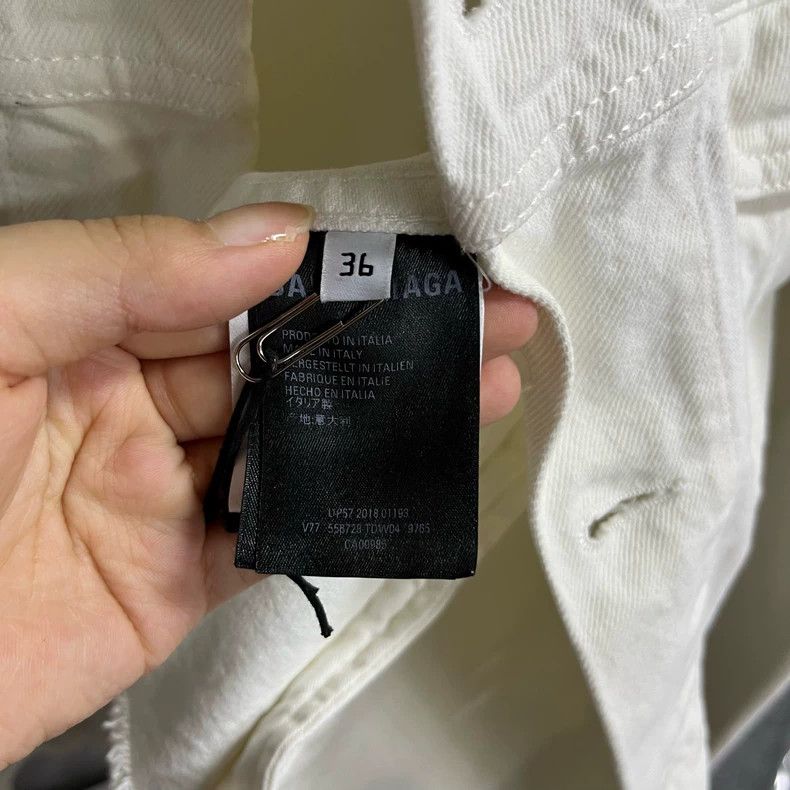 Balenciaga Balenciaga White Solid Ribbon Denim Jacket Jacket Size XS / US 0-2 / IT 36-38 - 4 Thumbnail