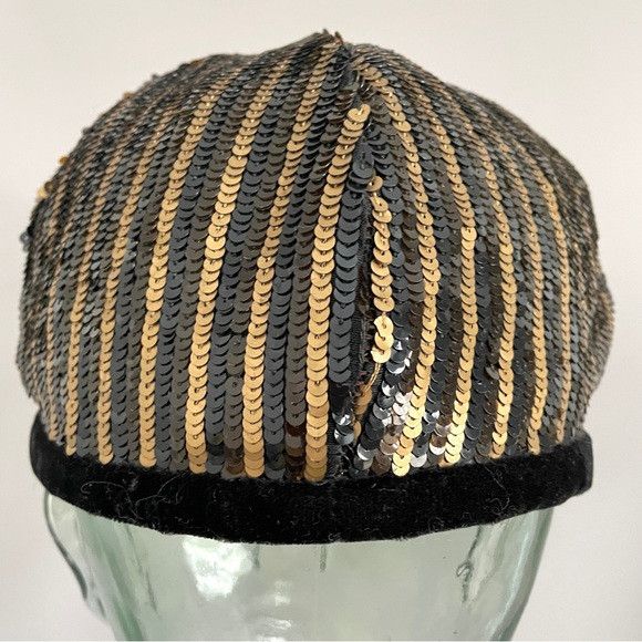 Escada Vintage Escada Sequin Black & Gold Skullcap - German 🇩🇪 Size ONE SIZE - 7 Thumbnail