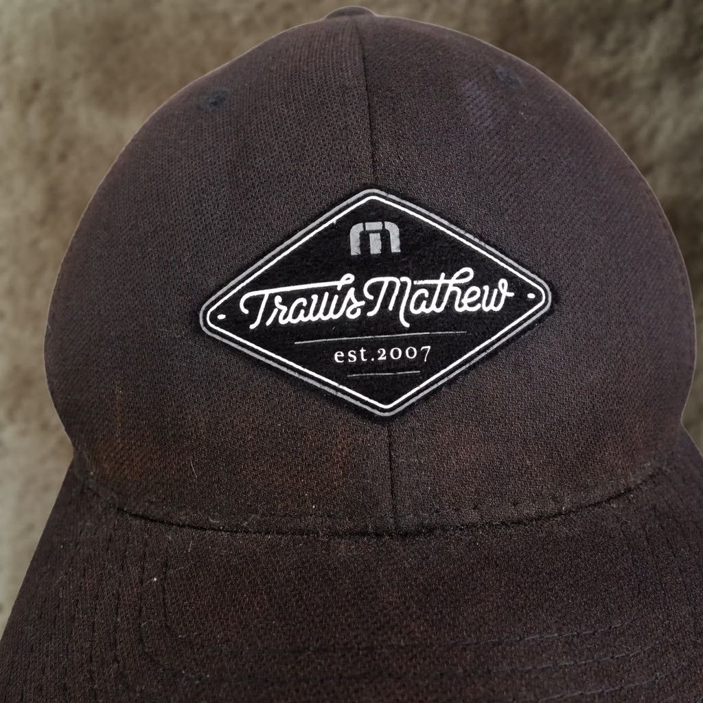 TravisMathew TRAVIS MATHEW BLACK ADJUSTABLE CURVE SNAPBACK BASEBALL HAT CAP STAINED UNISEX ADULT ONE SIZE CAP BLACK CAP Size ONE SIZE - 1 Thumbnail