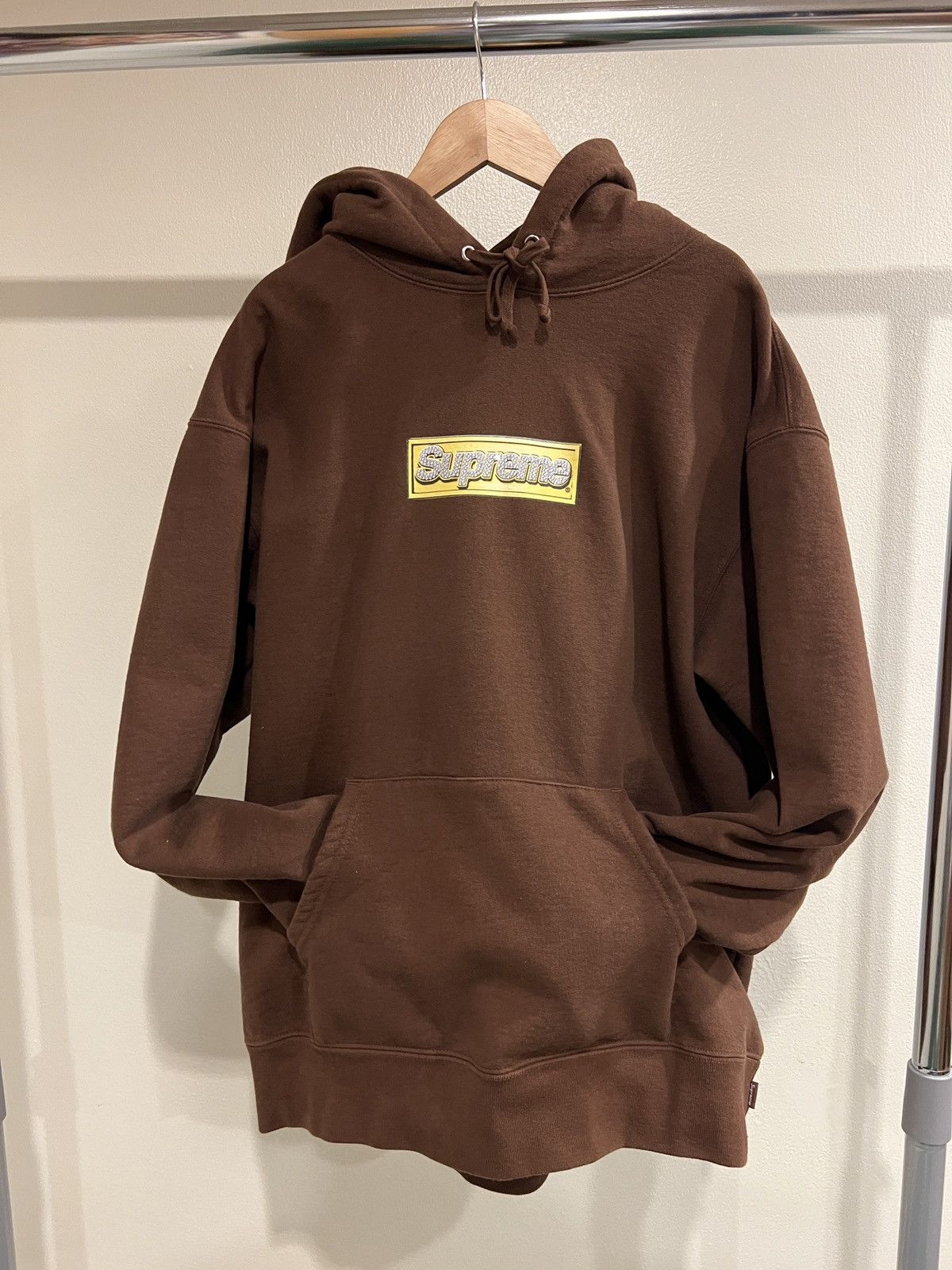 Supreme supreme 22ss bling box logo hoodie brown M | Grailed