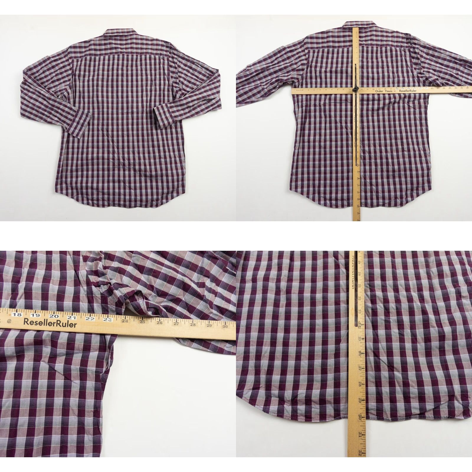 BUGATCHI BUGATCHI Uomo Shirt Mens Large Purple Button Up Long Sleeve Plaid Check Dress Shirt Size 42R - 8 Thumbnail