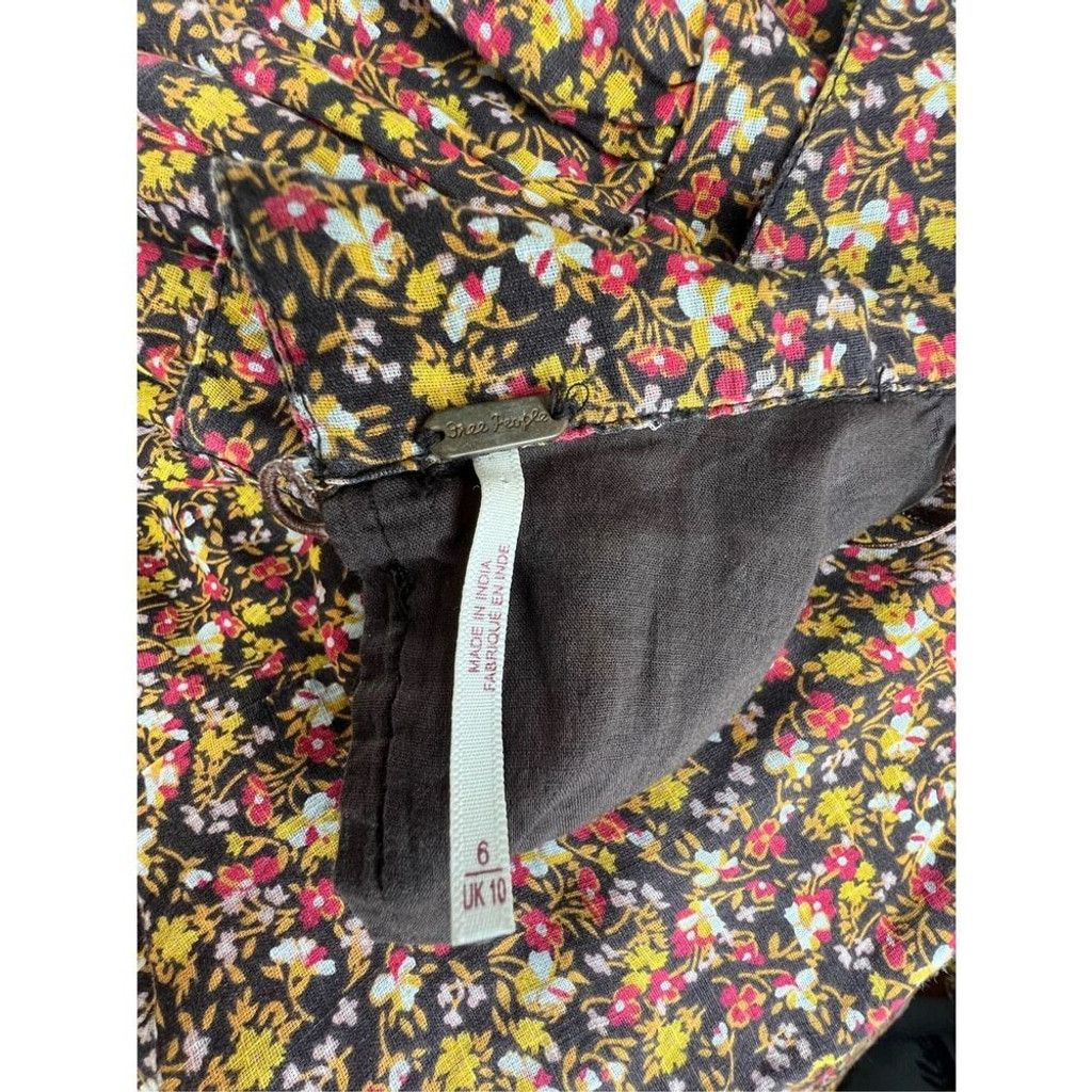 Free People Free People Floral Patterned Collared Half Sleeve Mini Dress Size M / US 6-8 / IT 42-44 - 4 Thumbnail