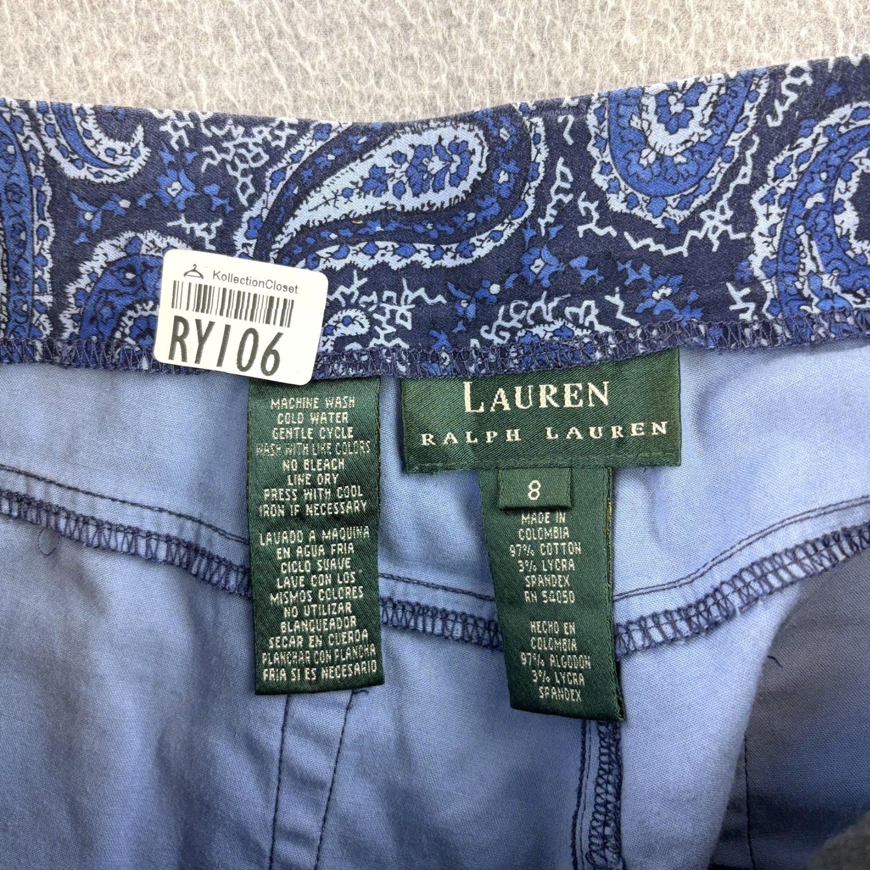 Ralph Lauren VINTAGE? No. Lauren Ralph Lauren Jeans Womens 8 Blue Paisley Straight Leg Stretch Denim Pants Size 30" / US 8 / IT 44 - 6 Thumbnail