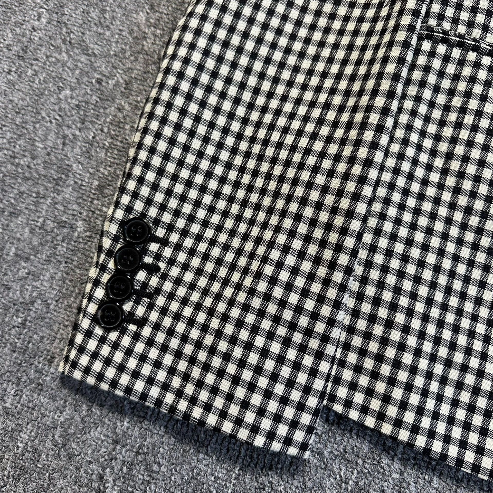 Saint Laurent Paris black and white houndstooth blazer jacket Size US M / EU 48-50 / 2 - 2 Thumbnail