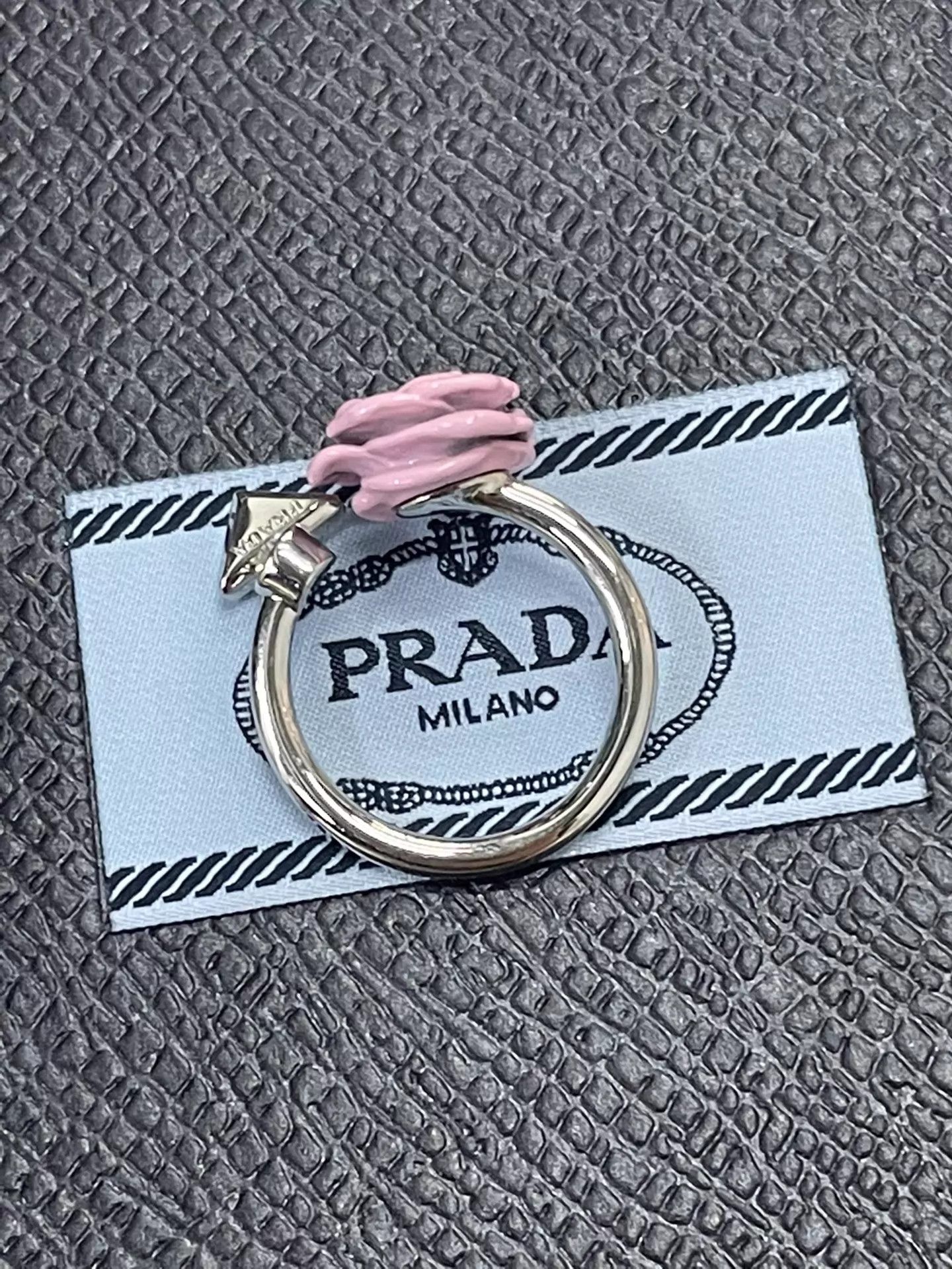Prada Prada Women's Pink Rose Enamel Open Ring Size ONE SIZE - 4 Thumbnail