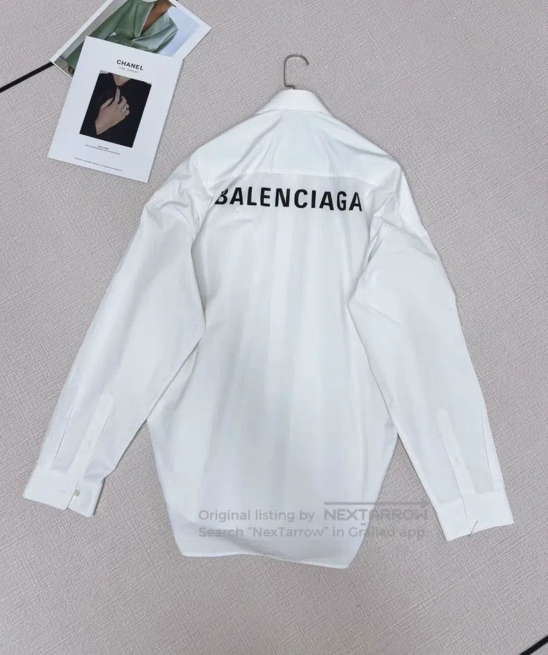 Balenciaga Balenciaga Back Logo Long Sleeve White Shirt Size XS / US 0-2 / IT 36-38 - 3 Thumbnail