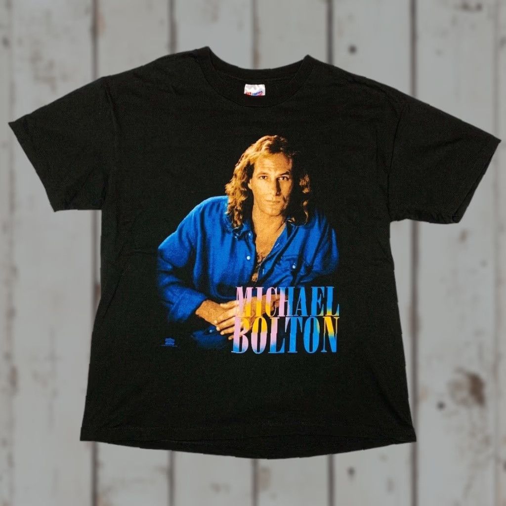 VINTAGE Michael Bolton Tour T Shirt XL Mens 90s Black Short Sleeve Hanes T-Shirt