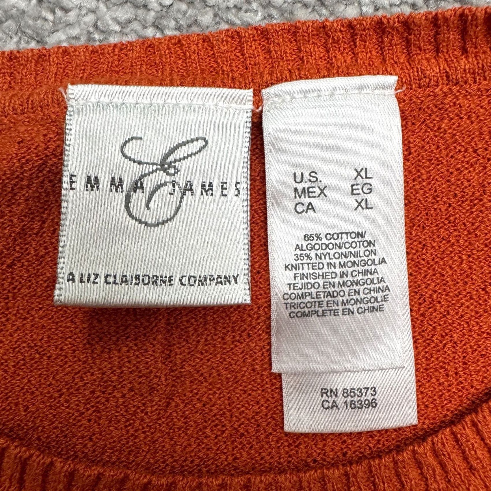 Liz Claiborne Liz Claiborne Short Sleeve Crew Neck Knit Sweater Womens XL Orange Pullover, All Seasons, Casual Size XL / US 12-14 / IT 48-50 - 4 Thumbnail