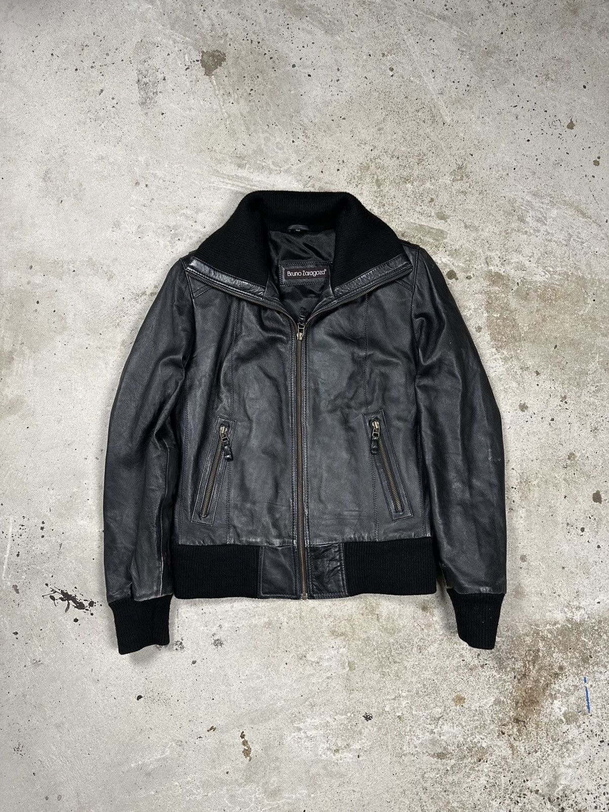 Japanese Brand × Vintage Vintage Y2K Black Genuine Leather Bomber Jacket Size US S / EU 44-46 / 1 - 1 Thumbnail