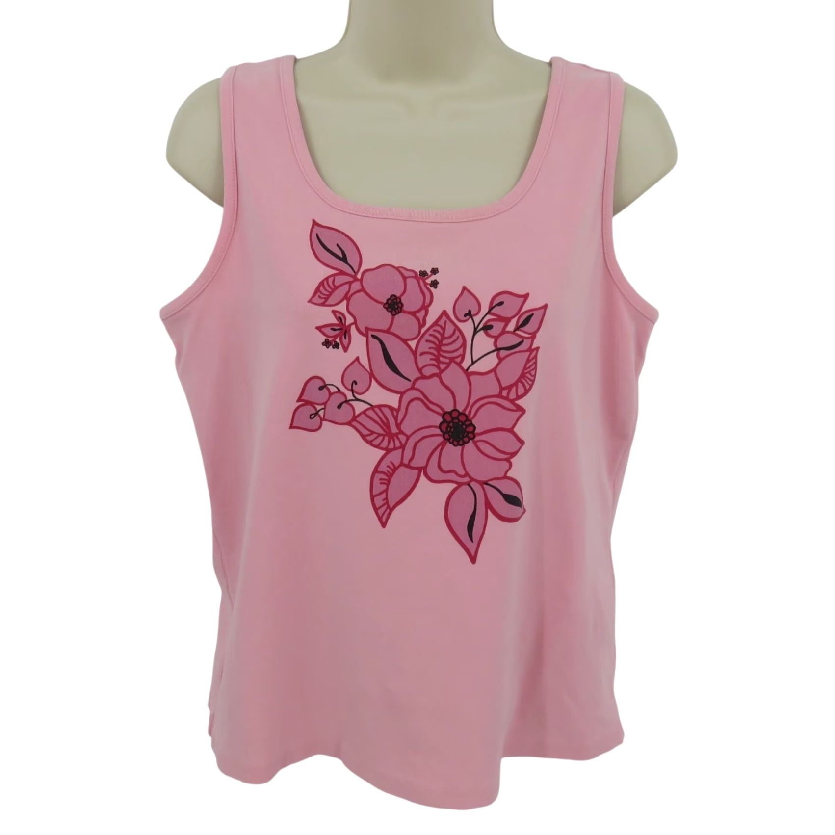 Pinko VINTAGE Relativity Women's Tank Top Pink Floral Square Neck Sleeveless Cotton Blend M Size M / US 6-8 / IT 42-44 - 2 Thumbnail