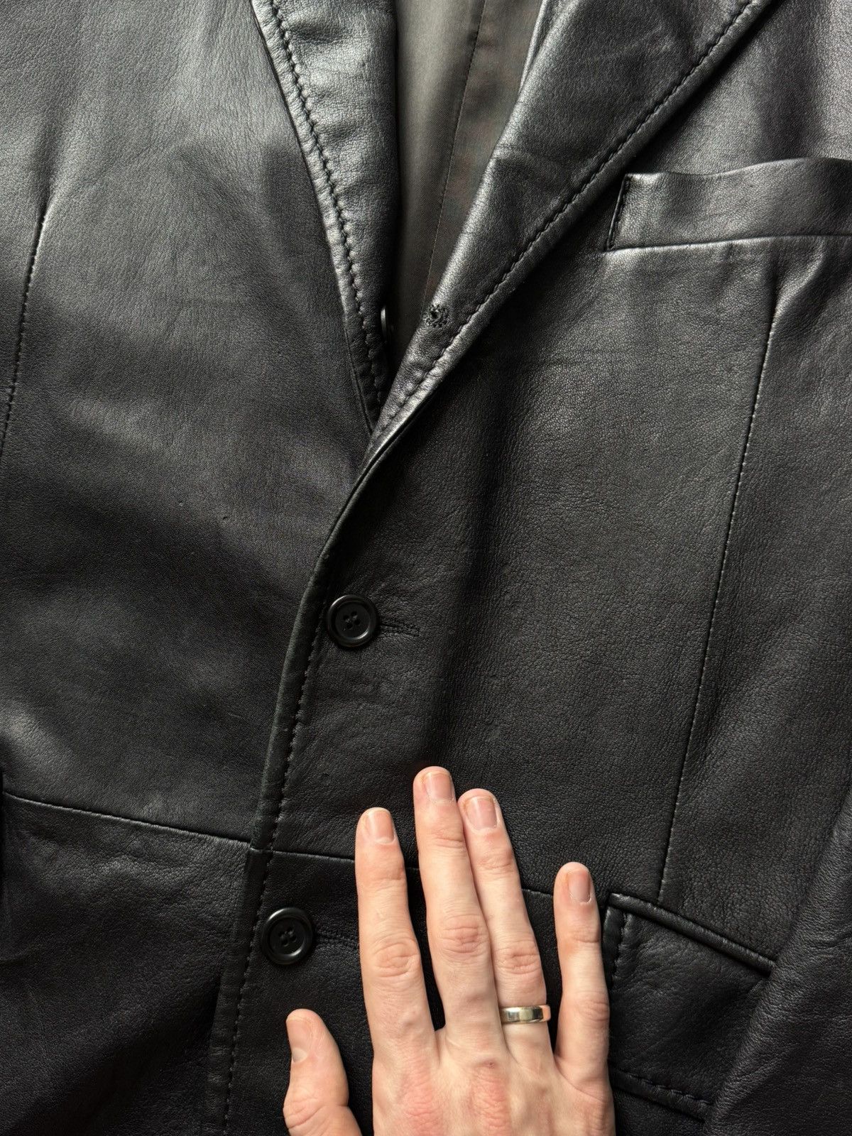 Leather Stewart Vintage Real Leather Black Blazer Jacket Size US L / EU 52-54 / 3 - 8 Thumbnail