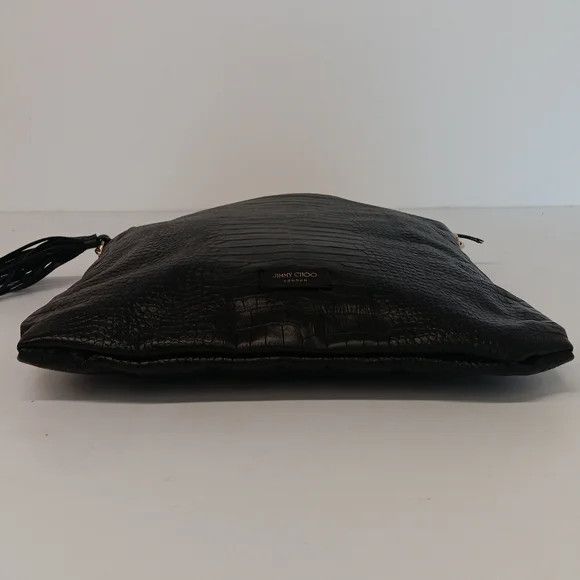 Jimmy Choo Jimmy Choo Croc-Embossed Leather Soft Hobo Bag - Black Size ONE SIZE - 14 Thumbnail