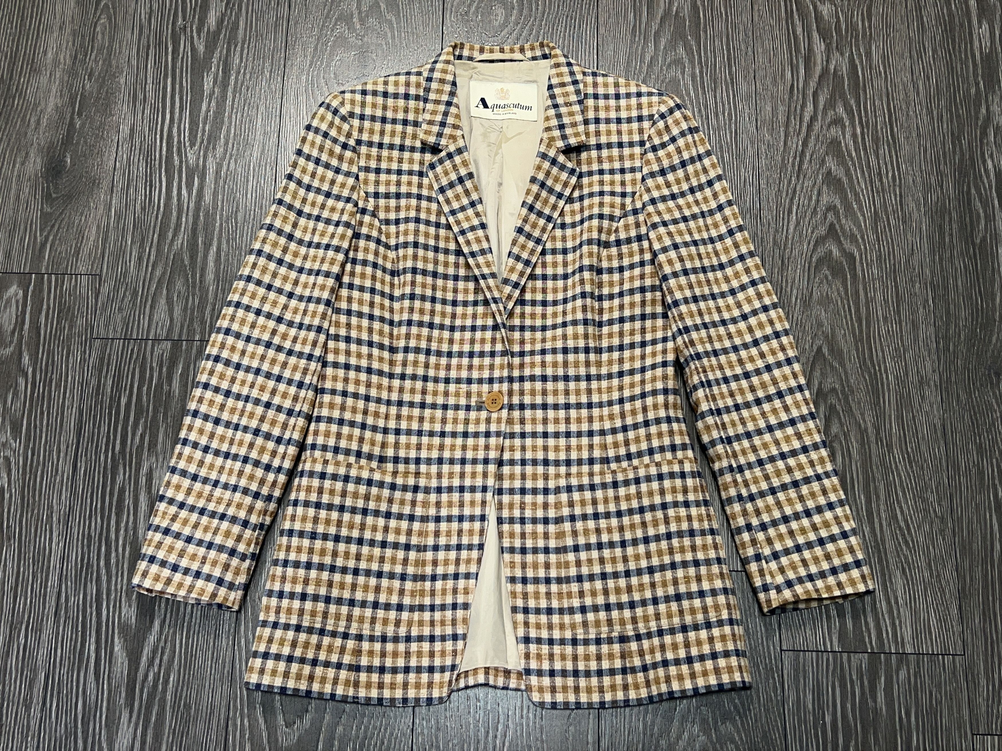 Womens of London Linen Silk Check Blazer Jacket UK 10 REG