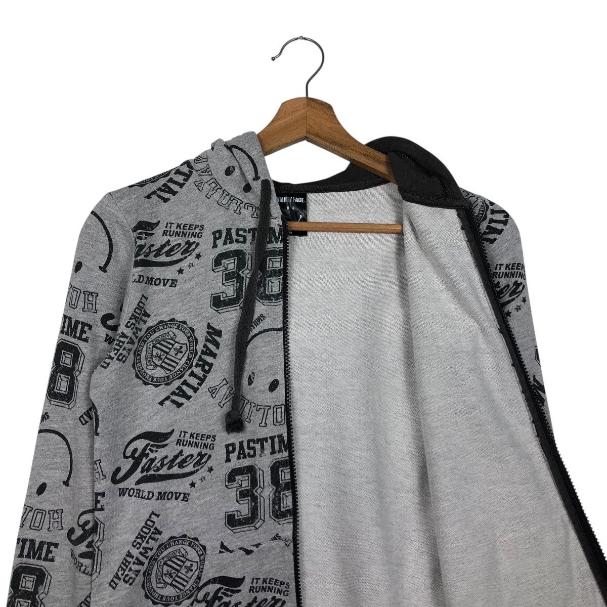 Japanese Brand Smiley Face All-Over Print Zip Hoodie – Grey/Black Size US M / EU 48-50 / 2 - 14 Thumbnail
