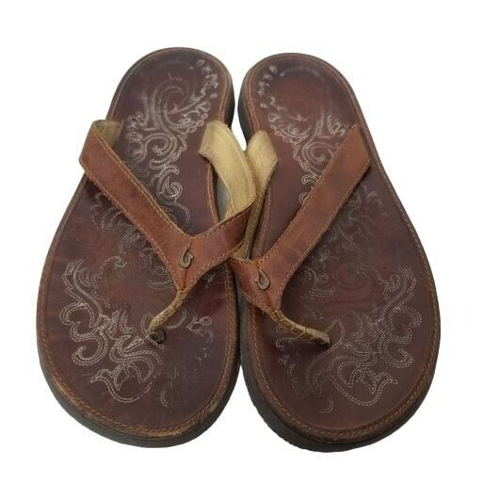 Olukai Olukai Womens Paniolo Leather Flip Flops Thongs Sandals Sz 9 Size US 9 / IT 39 - 4 Thumbnail