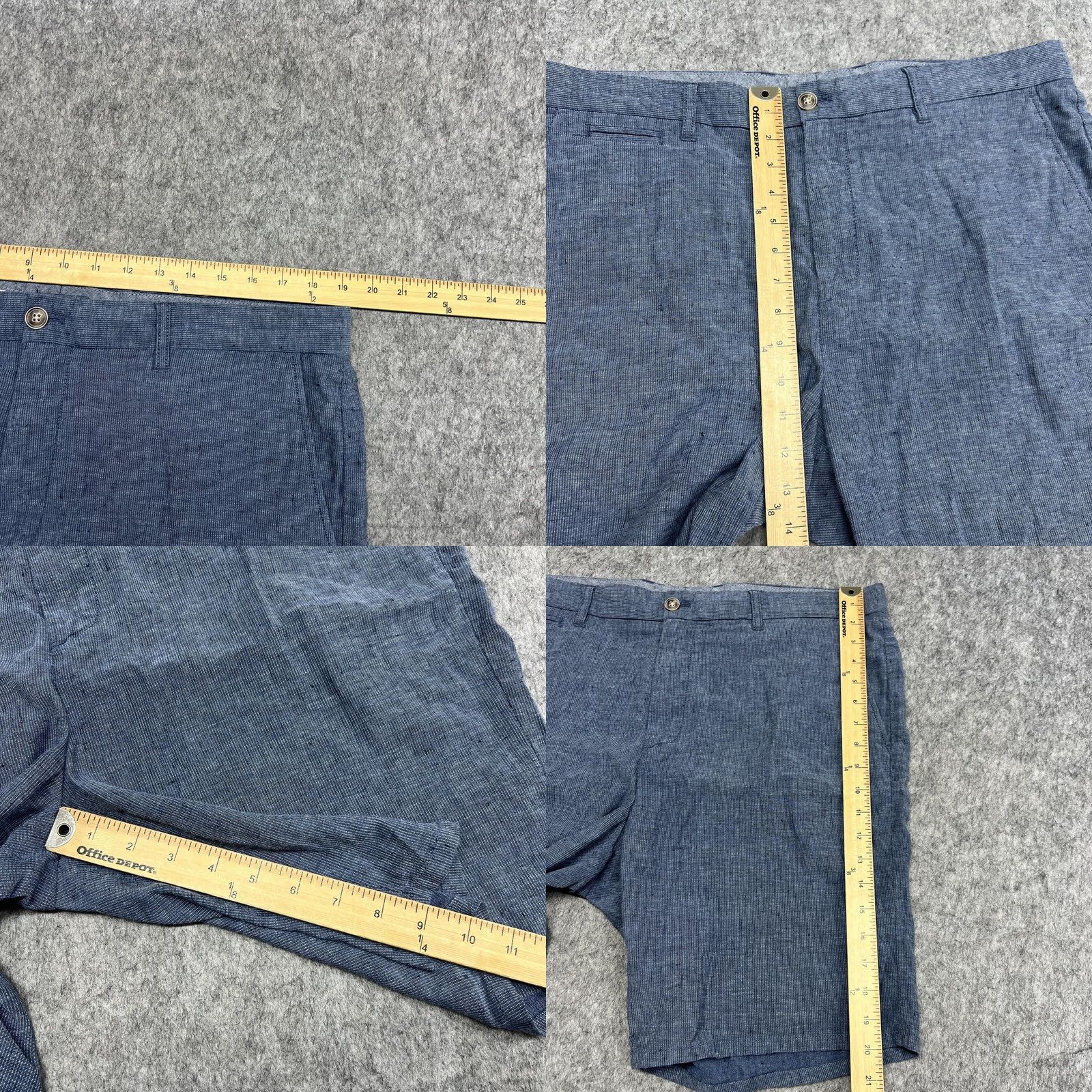 johnnie-O JohnnieO Shorts Mens 38 Blue Chambray Chino Linen Blend Stretch Casual Summer Size US 38 / EU 54 - 9 Thumbnail