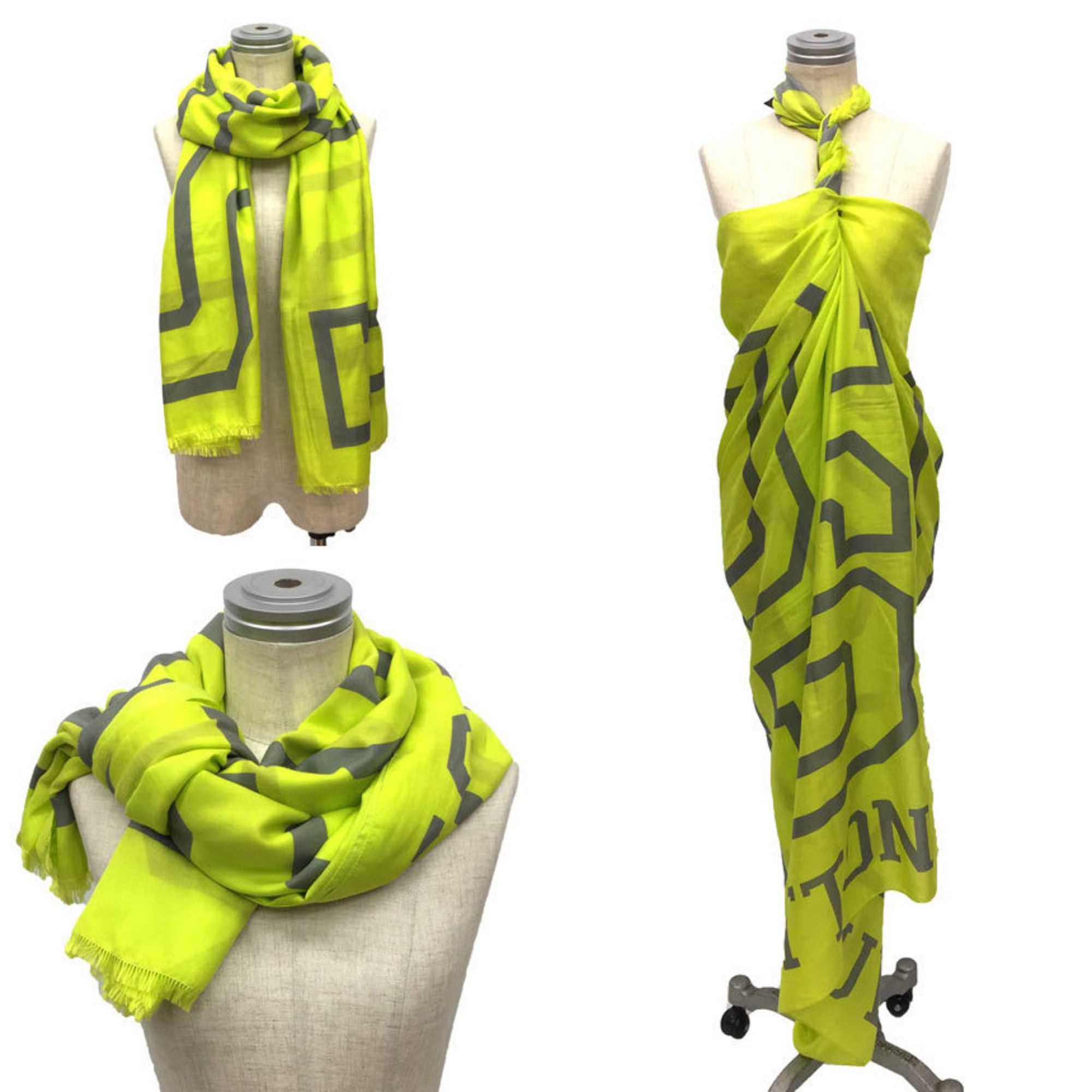 Louis Vuitton Louis Vuitton Etoile Fluo MP2152 Neon Yellow Stole/Shawl/Spareo Large Silk and Cotton Scarf Size ONE SIZE - 1 Thumbnail