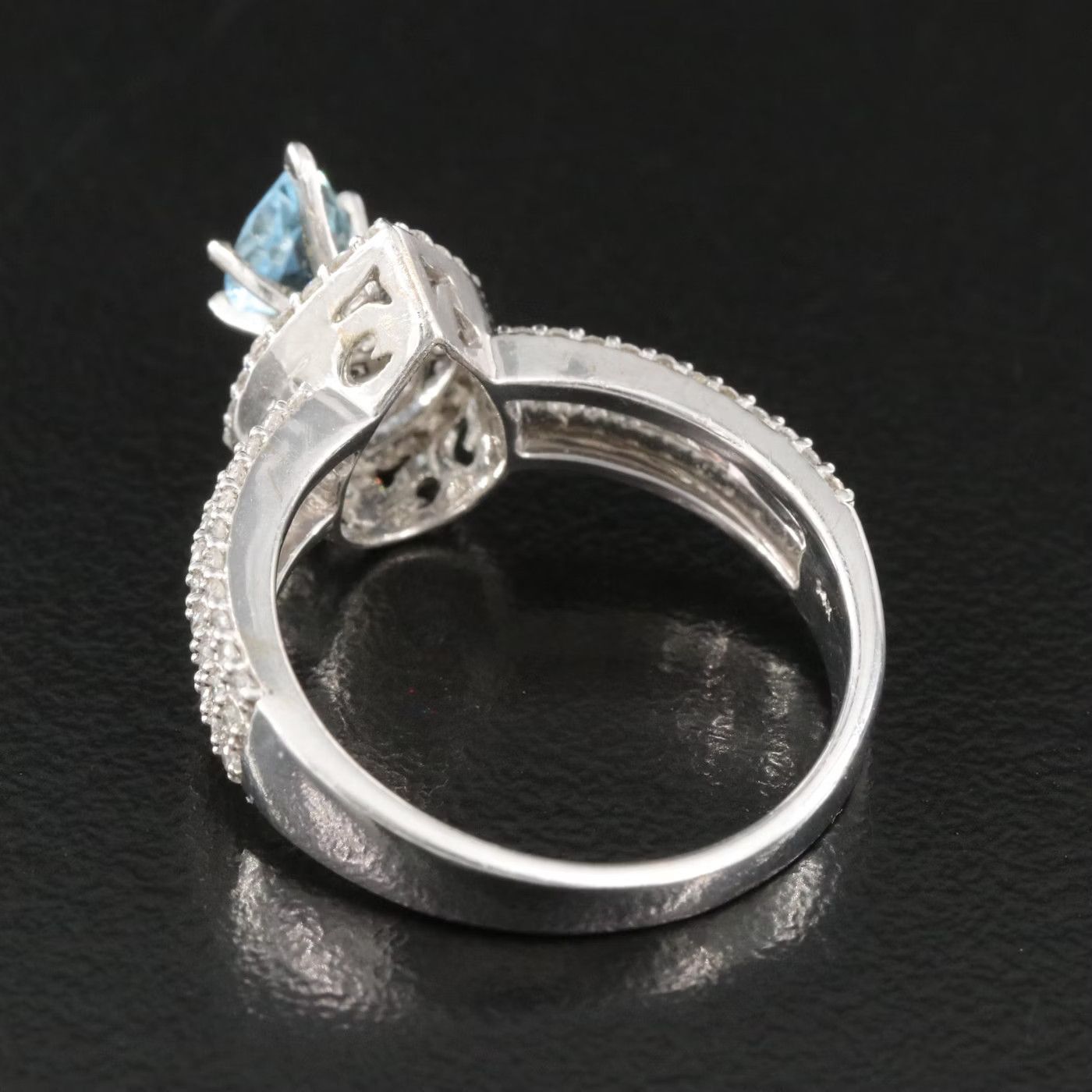 Other 14k Vintage Pear Aquamarine & 0.6 CTW Diamond Halo Ring Size ONE SIZE - 3 Thumbnail