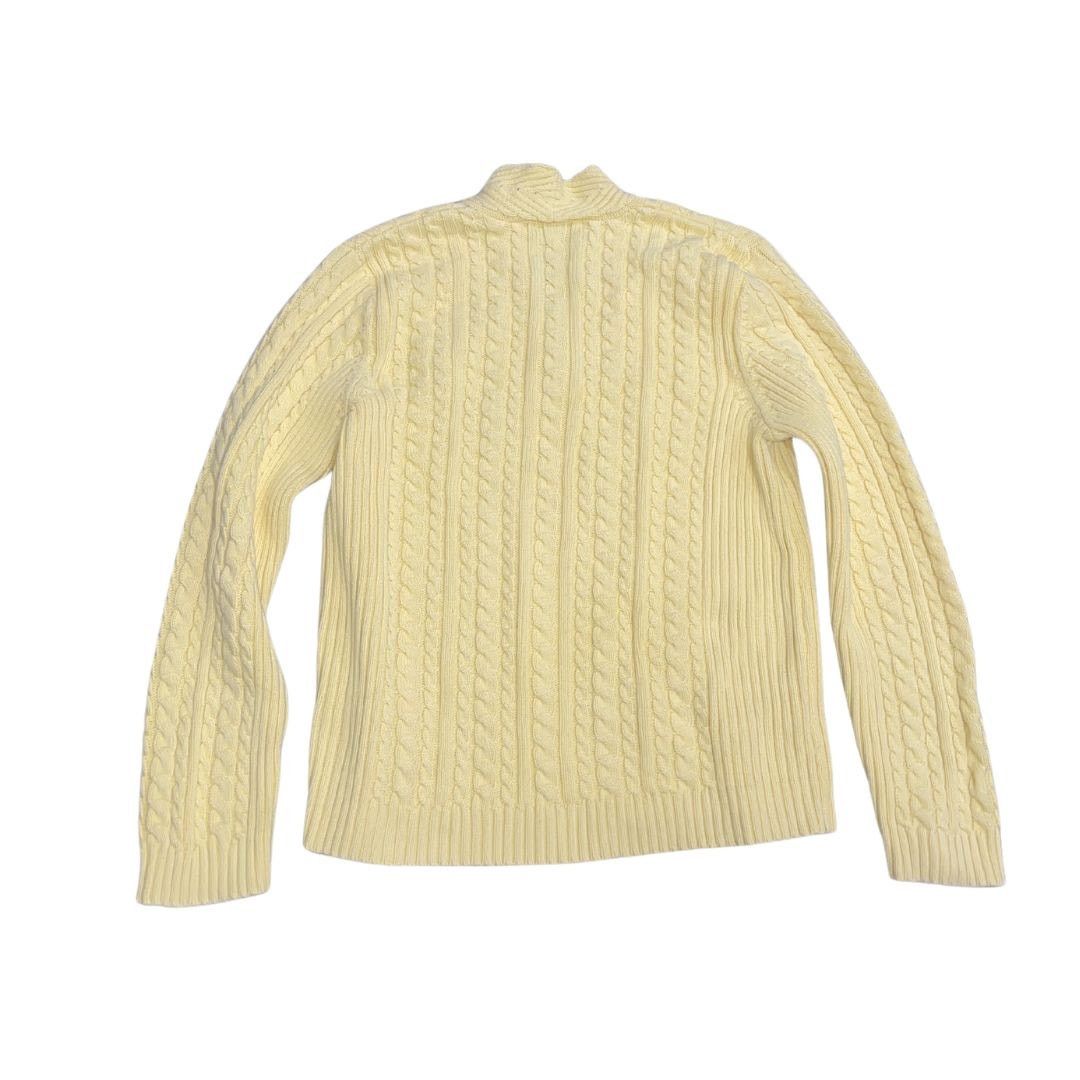 Chaps Yellow Cable Knit V-Neck Sweater Large Preppy 100% Cotton Size L / US 10 / IT 46 - 2 Thumbnail