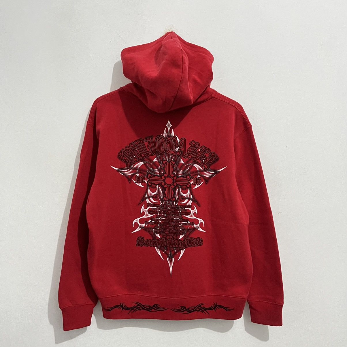 Japanese Brand Bayleaf Tribal Gothic Cross Hoodie - Red Graphic Pullover Size US M / EU 48-50 / 2 - 2 Thumbnail