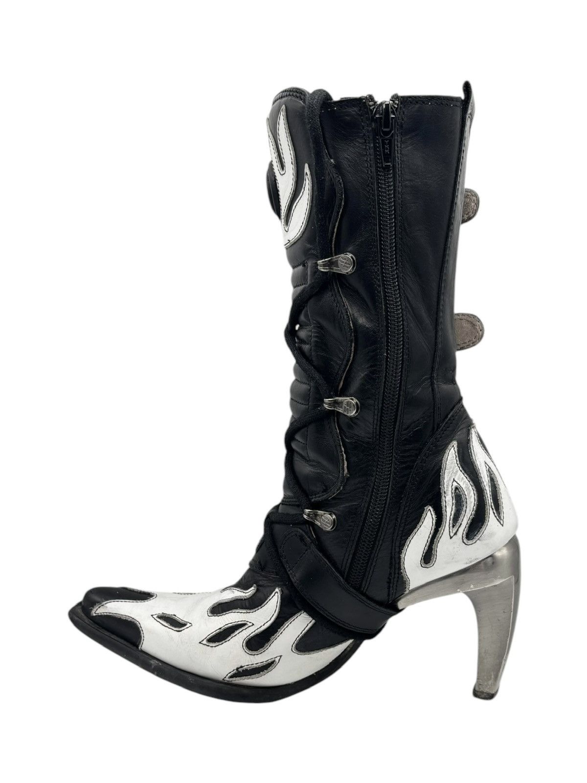 New Rock Vintage New Rock white flame biker heels Size 36 Size US 6 / IT 36 - 6 Thumbnail