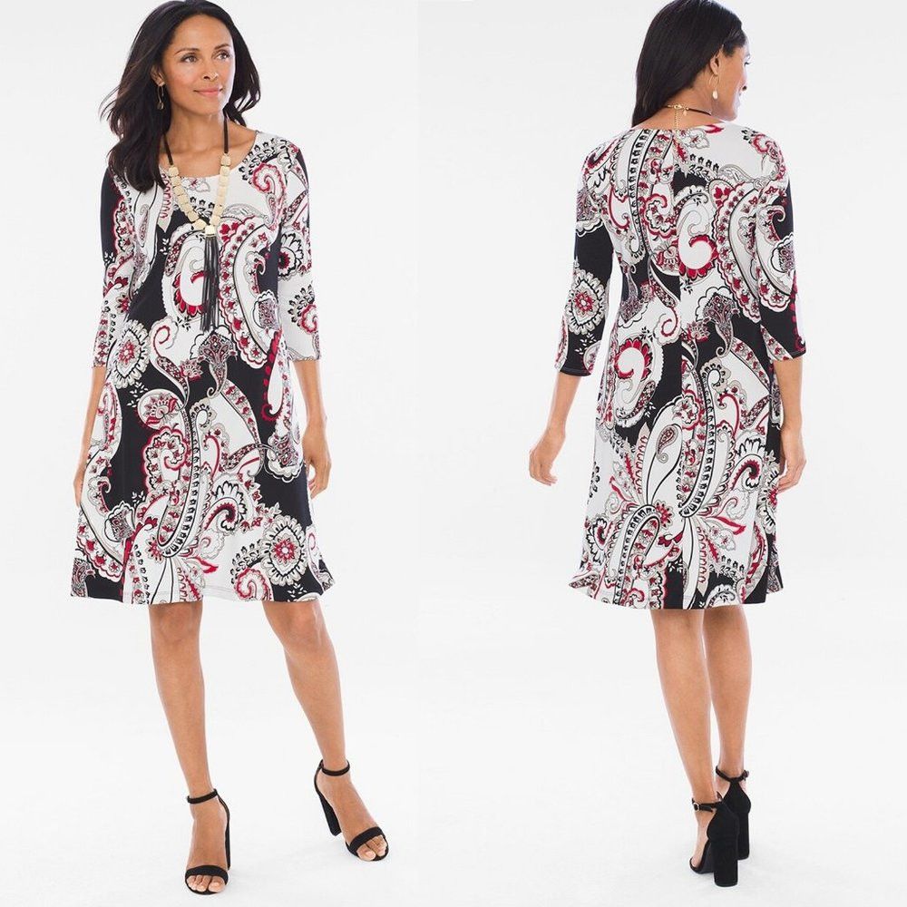 Chicos Chico's Trapeze Paisley Dress Size 1 US M Size M / US 6-8 / IT 42-44 - 1 Thumbnail