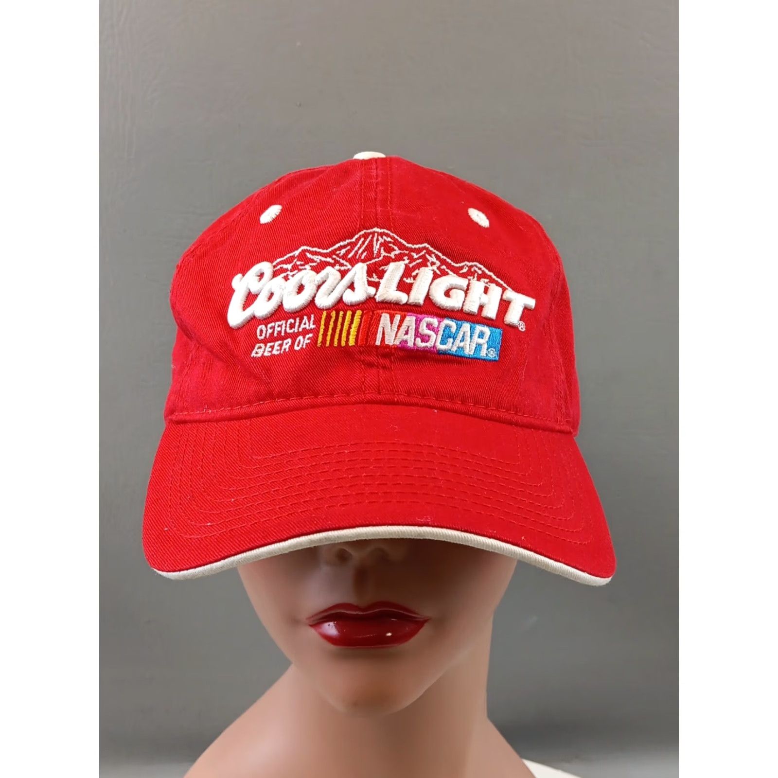 NASCAR VINTAGE Coors Light NASCAR Racing Hat Cap Red The Game Brand Adjustable Men Hat Size ONE SIZE - 2 Thumbnail