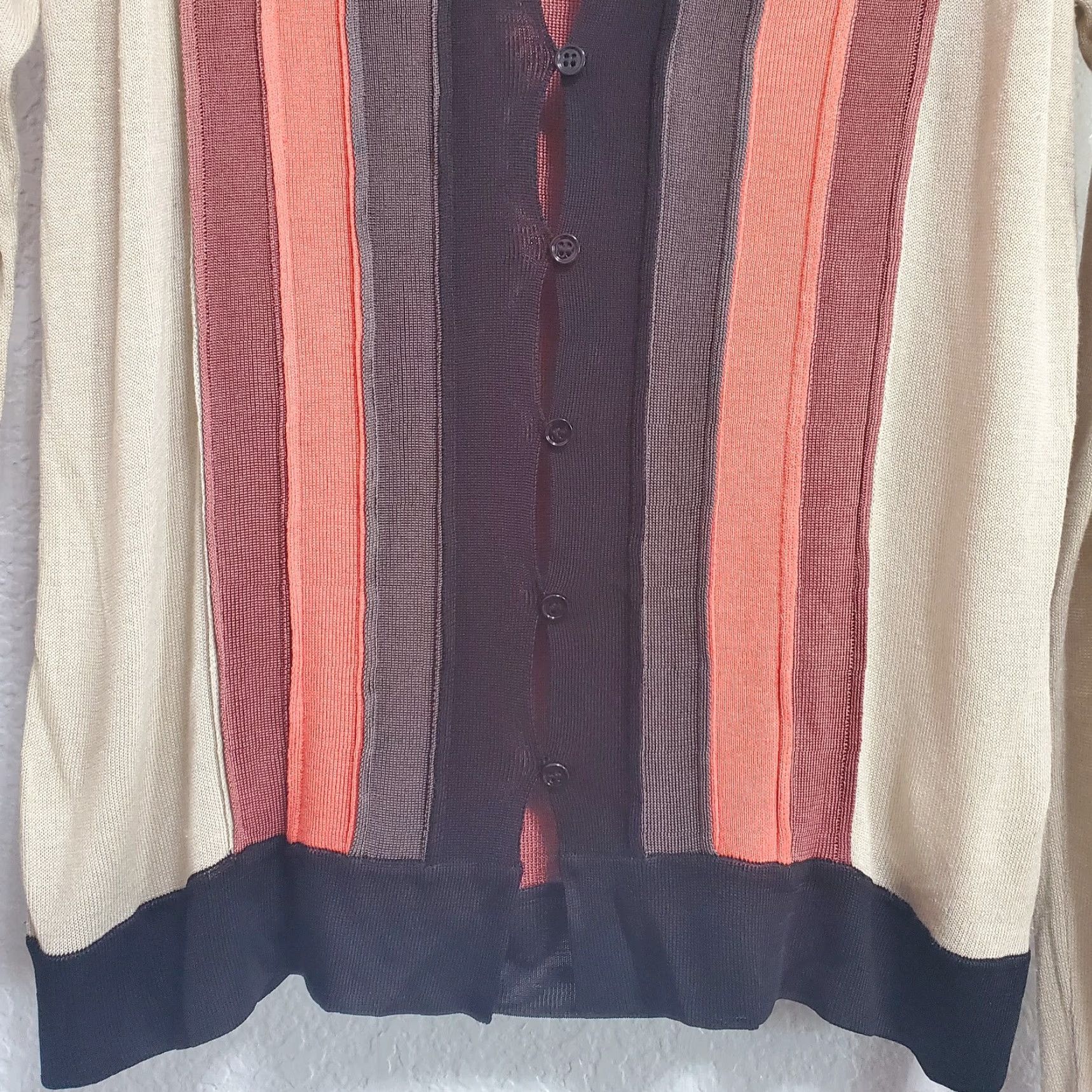 Hoss Intropia VINTAGE Hoss Intropia Cardigan M Striped Viscose V Neck Button Sweater Size M / US 6-8 / IT 42-44 - 6 Thumbnail
