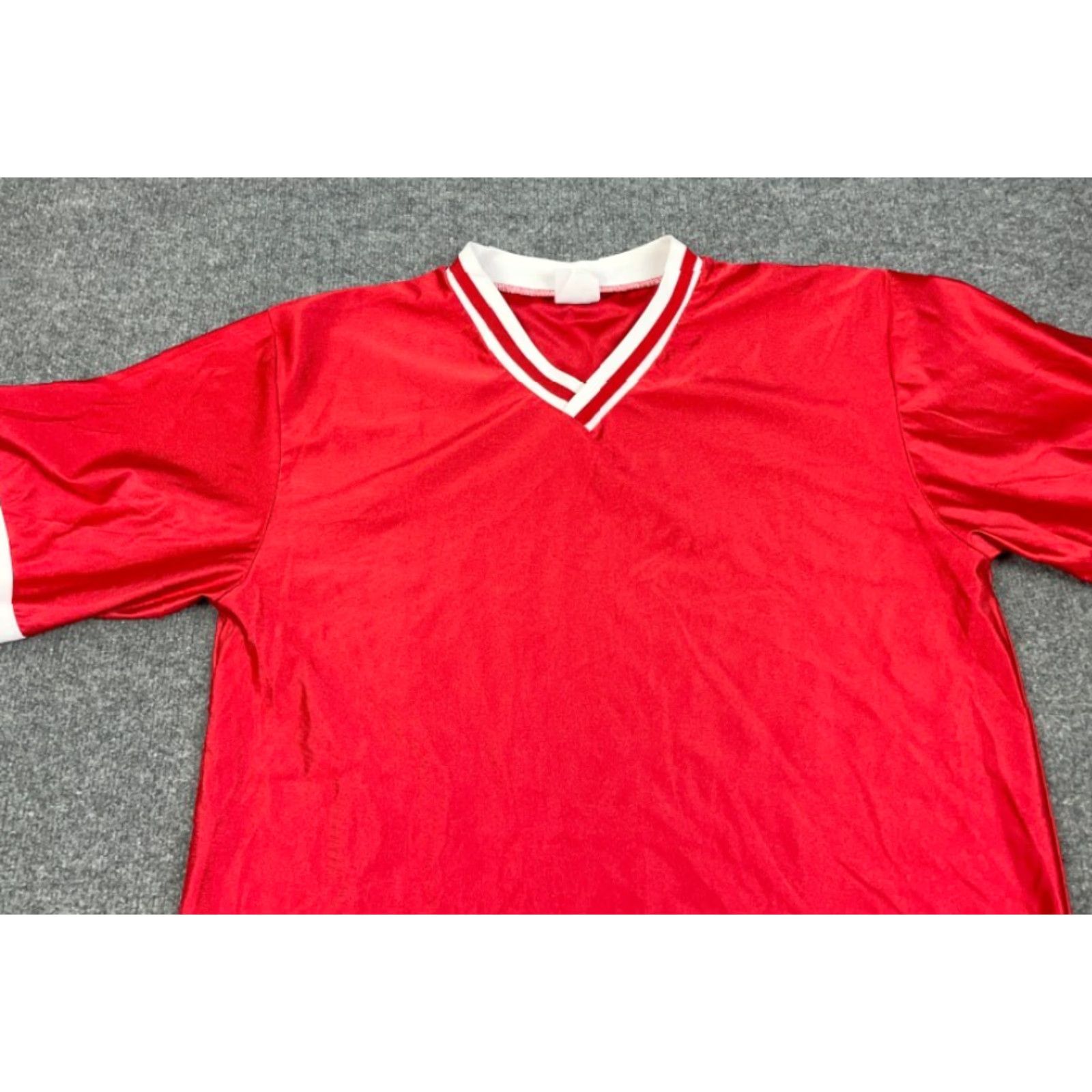Etro VINTAGE VTG 90s Jersey V-Neck T-Shirt Adult XL Red White USA Made Teamwork Tag Retro Size US XL / EU 56 / 4 - 5 Thumbnail