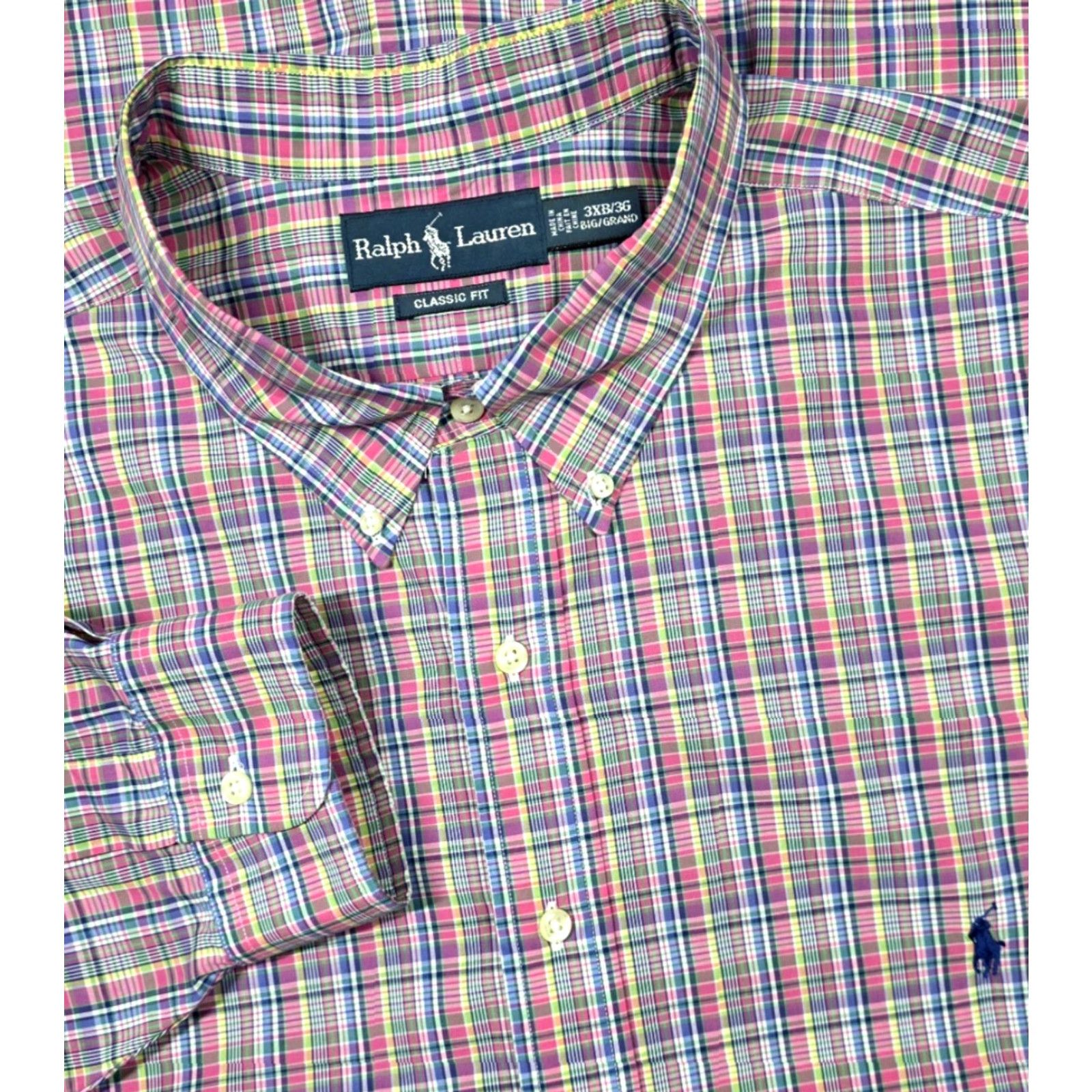 Polo Ralph Lauren Polo Ralph Lauren Button-Up Shirt Multicolor Plaid Poplin Long Sleeve Mens 3XB Big & Tall Button-Down OCBD Polo Shirt Size US XXL / EU 58 / 5 - 2 Thumbnail