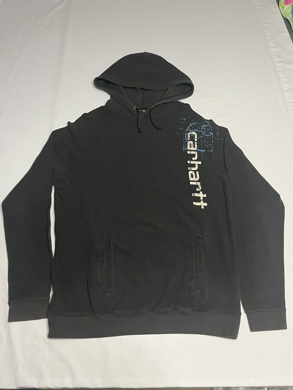 Carhartt × Vintage Rare! Y2K Carhartt K497 Blueprinted Logo Hooded Sweatshirt Size US M / EU 48-50 / 2 - 1 Thumbnail