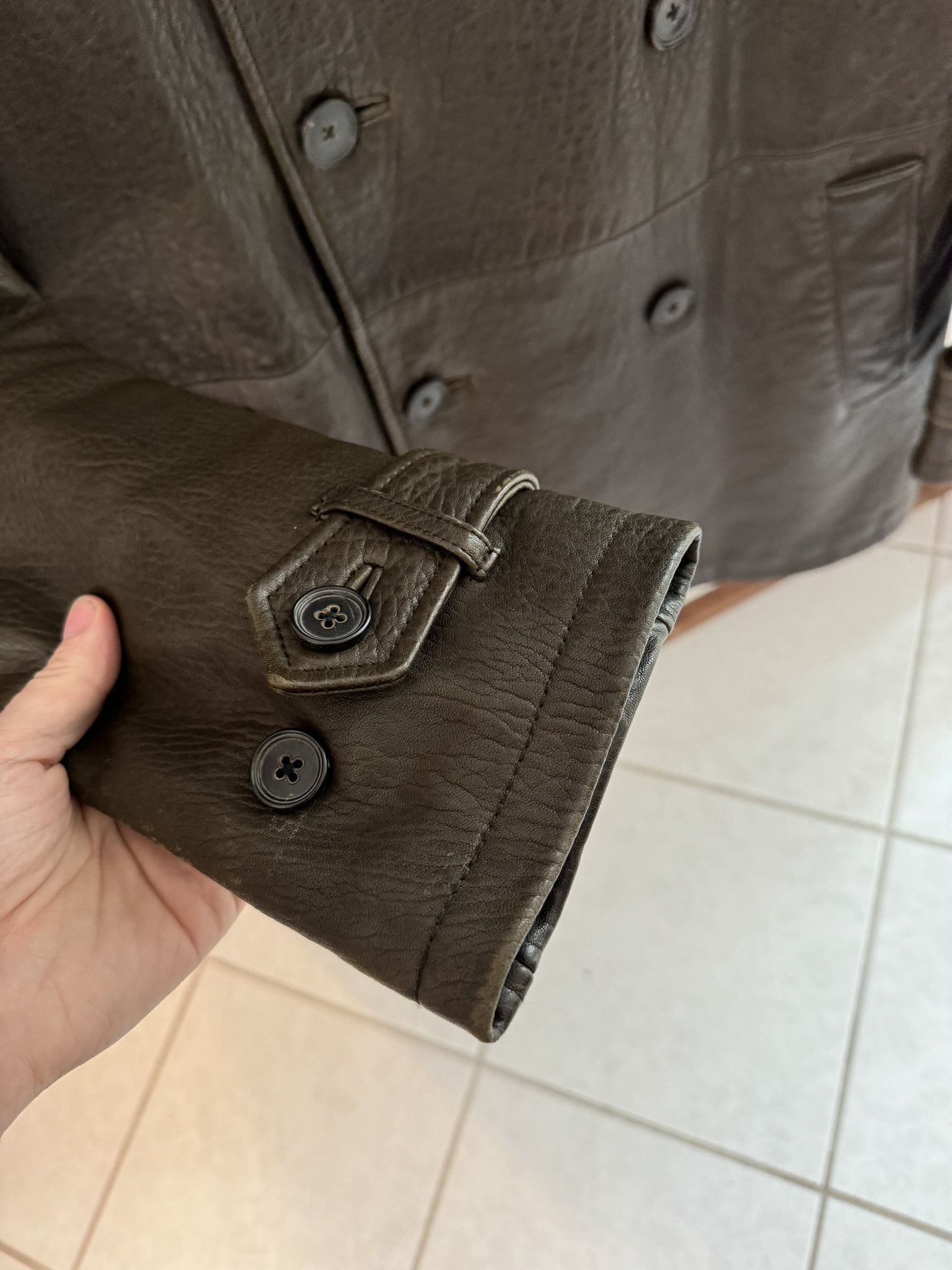 John Varvatos JOHN VARVATOS Brown Leather Trench Coat MSRP$3298 Size US S / EU 44-46 / 1 - 5 Thumbnail